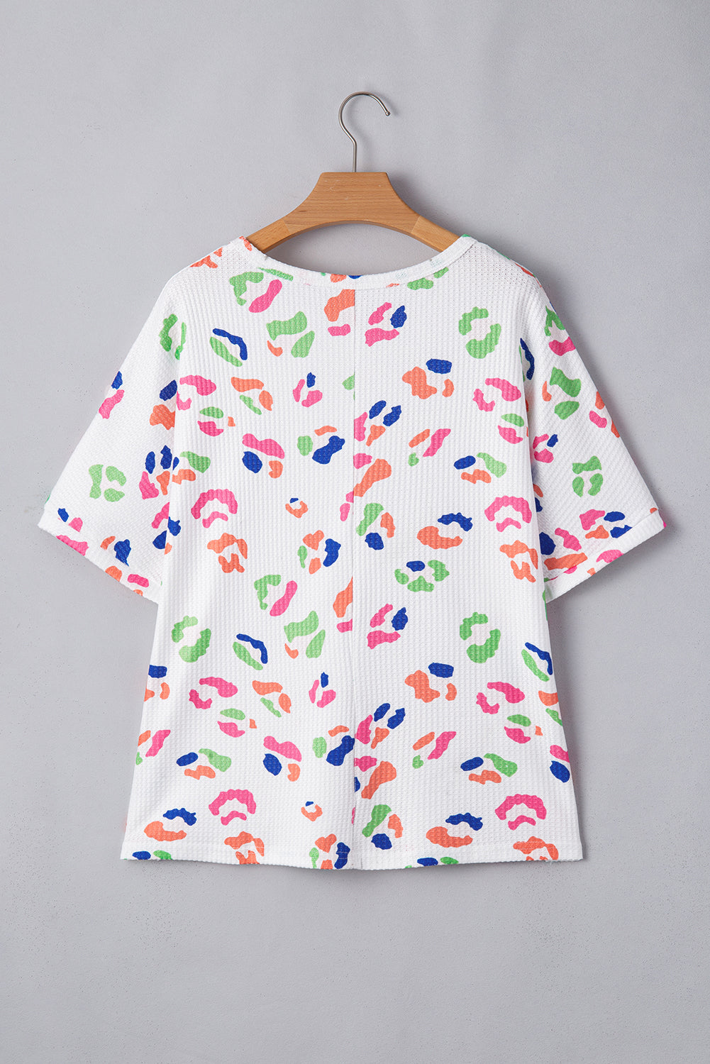 White Multicolour Leopard Print Textured Plus Size T Shirt BB Fashion Outlet