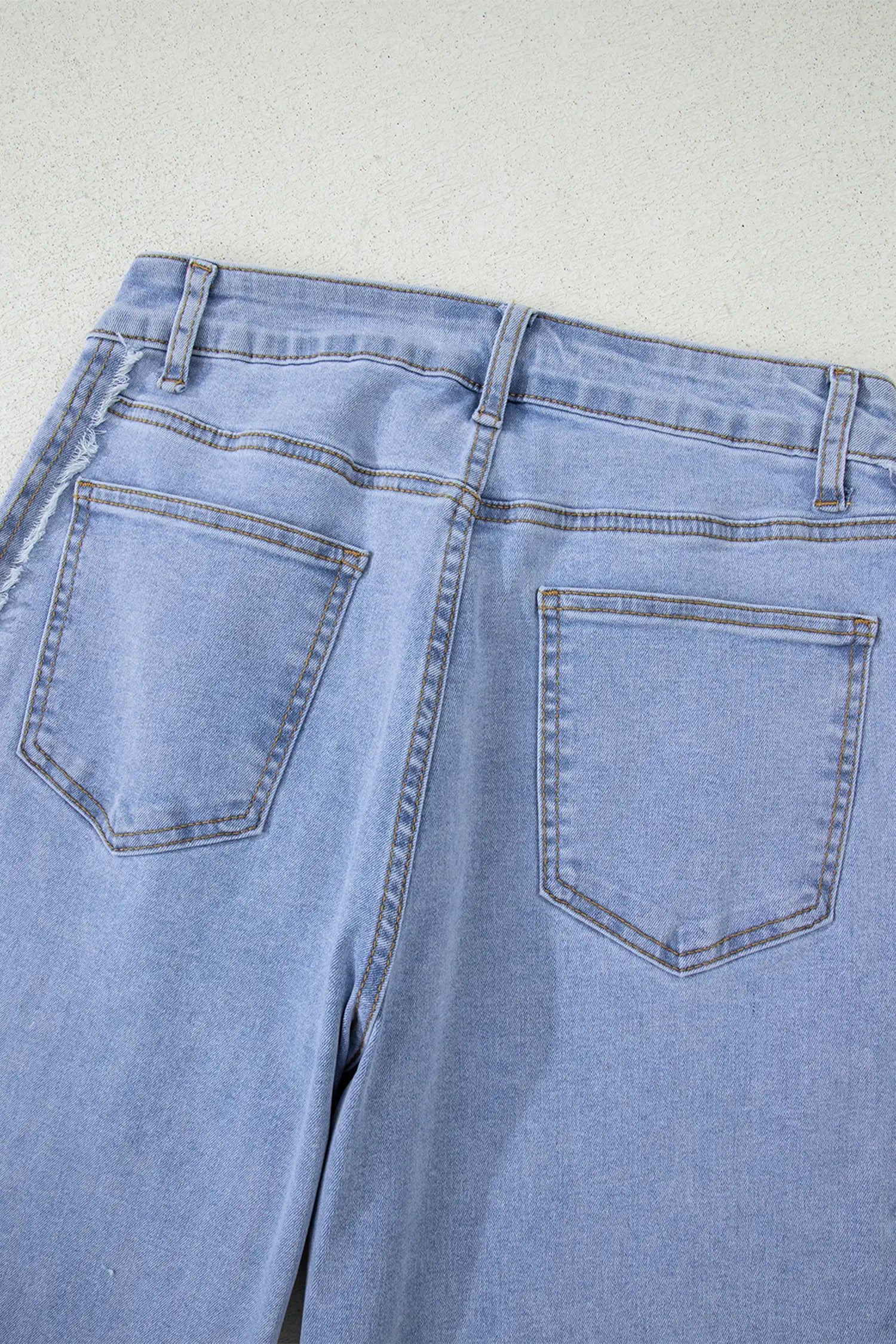 Beau Blue Contrast Stripe Frayed Side Panel Patchwork Shift Jeans