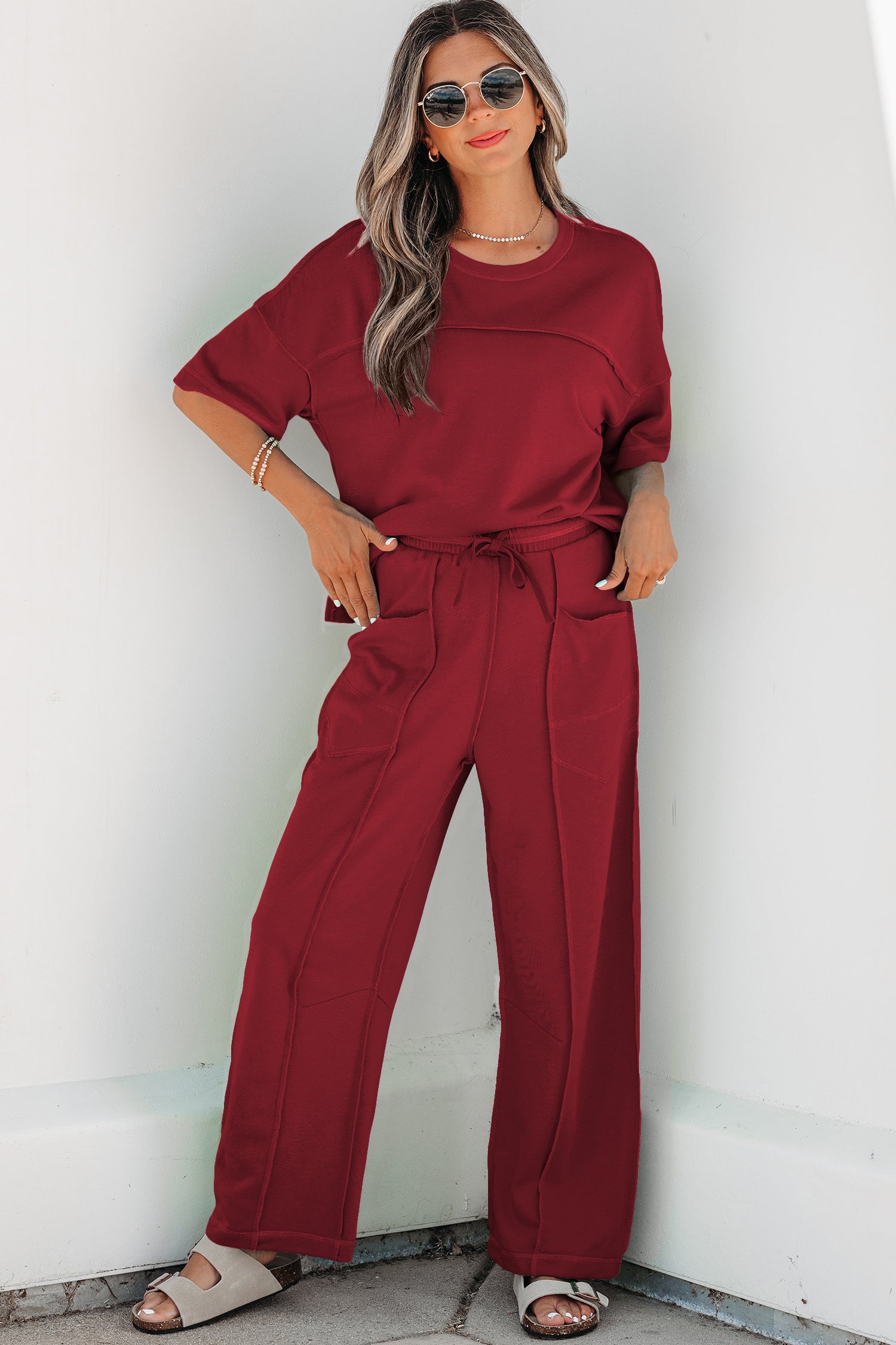 Drop Shoulder Boxy Tee and Barrel Pants Set