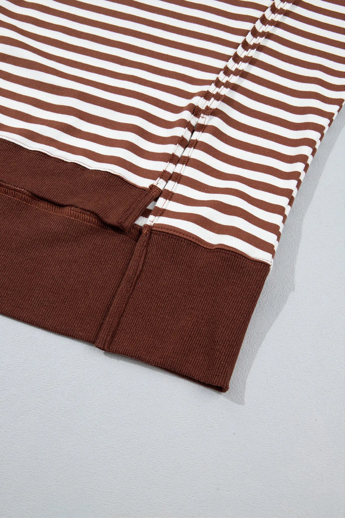 Colour Block Trim Raw Seam Split Hem Loose Pullover Sweatshirt