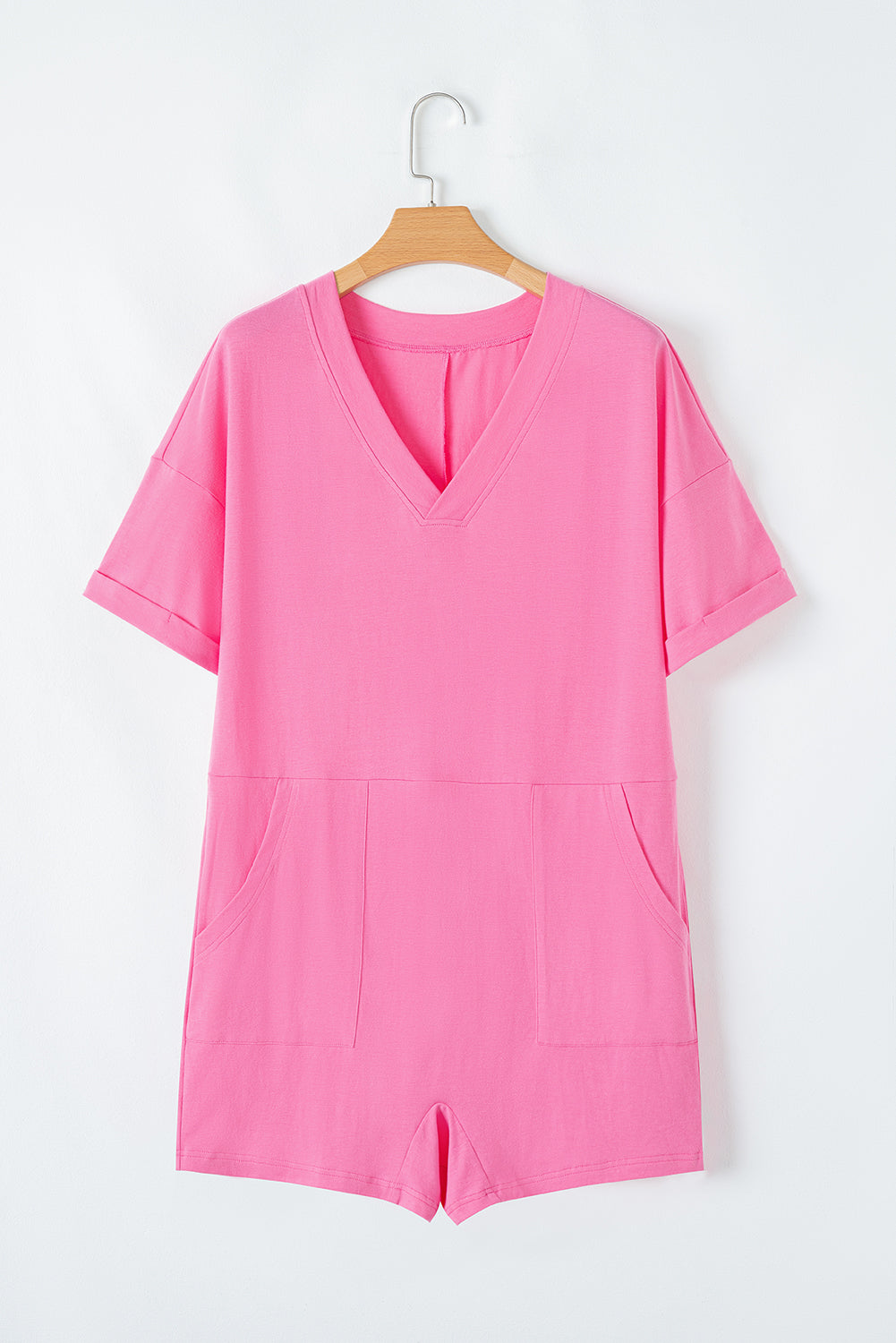 Bonbon Loose Half Sleeve V Neck Knit Romper eAura