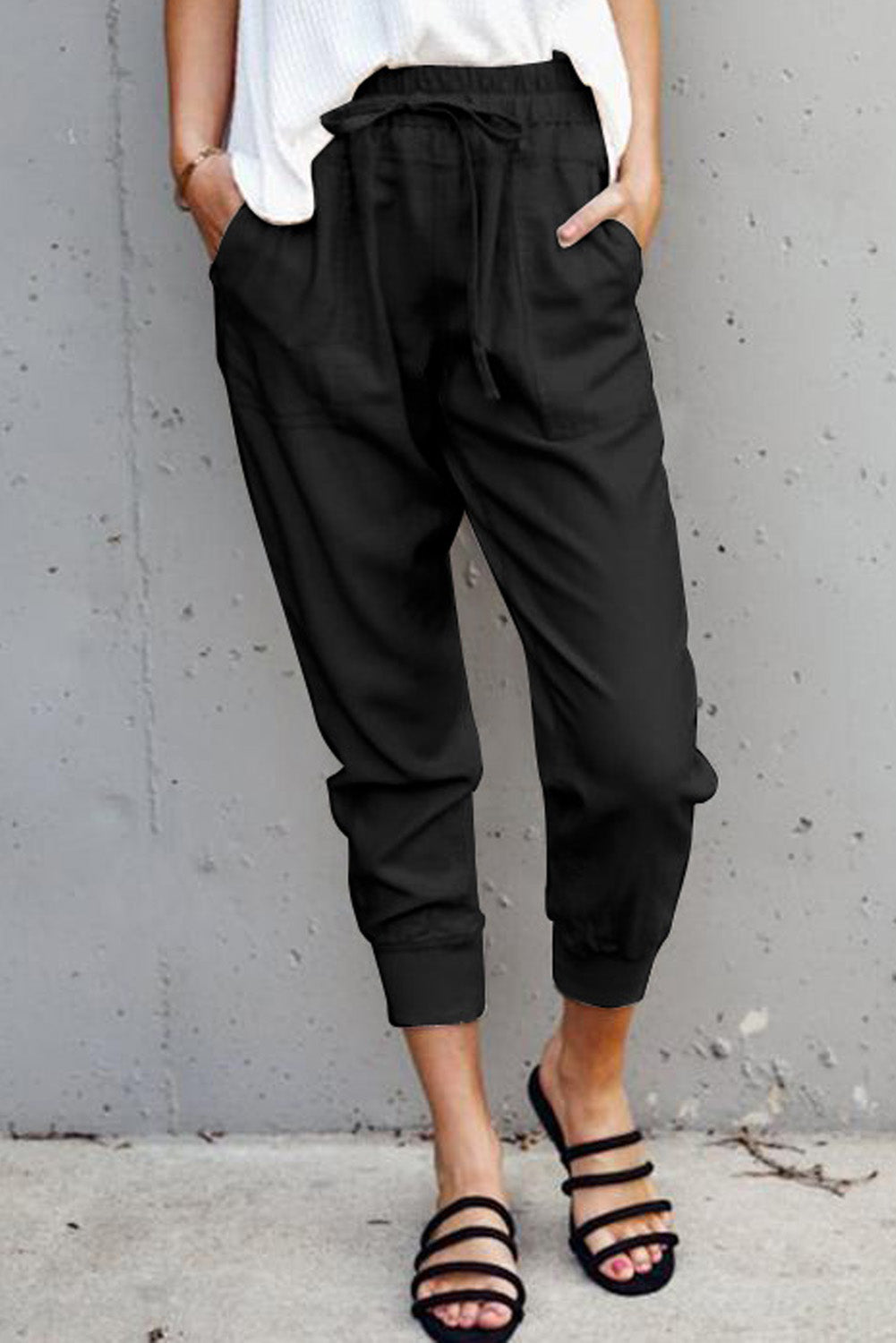 Black Causal Pockets Trousers eAura