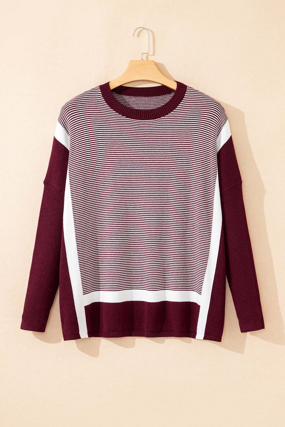 Striped Dolman Oversize Tunic Sweater - eAura