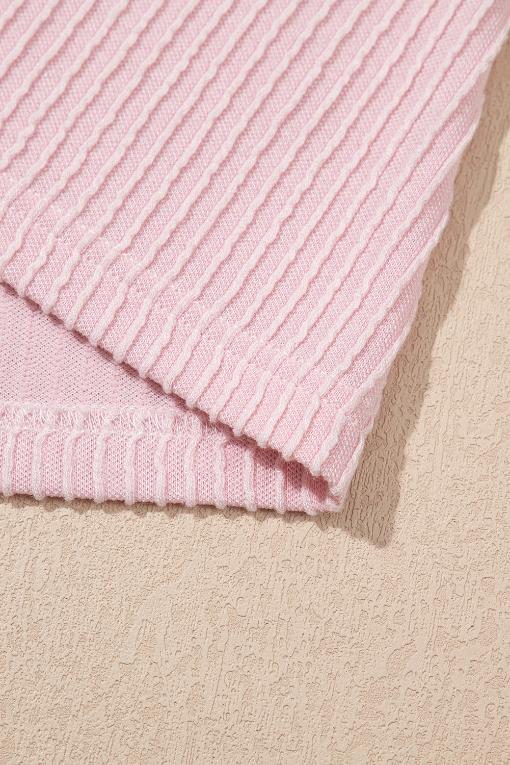 Pink Colour Block Ribbed Knit Crew Neck Tee eAura