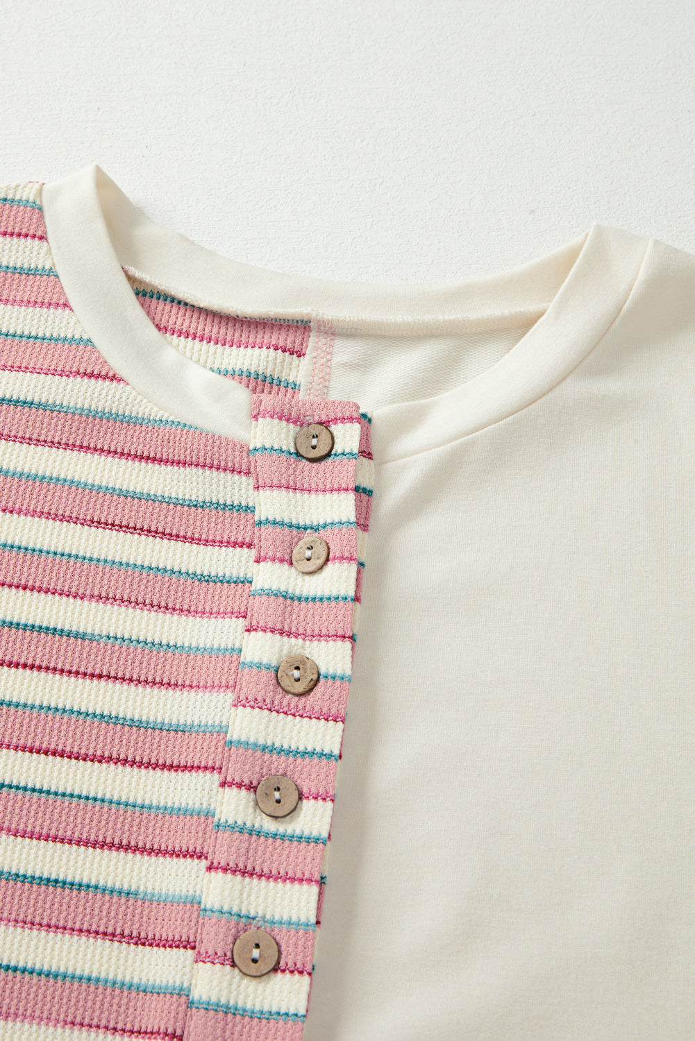 Stripe Stitched Detail Patchwork Oversized Pullover Top - eAura