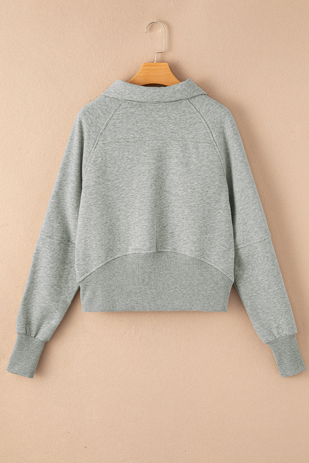 Brown Fleece Lined Zip Up Stand Collar Thumbhole Sleeve Sweatshirt eAura