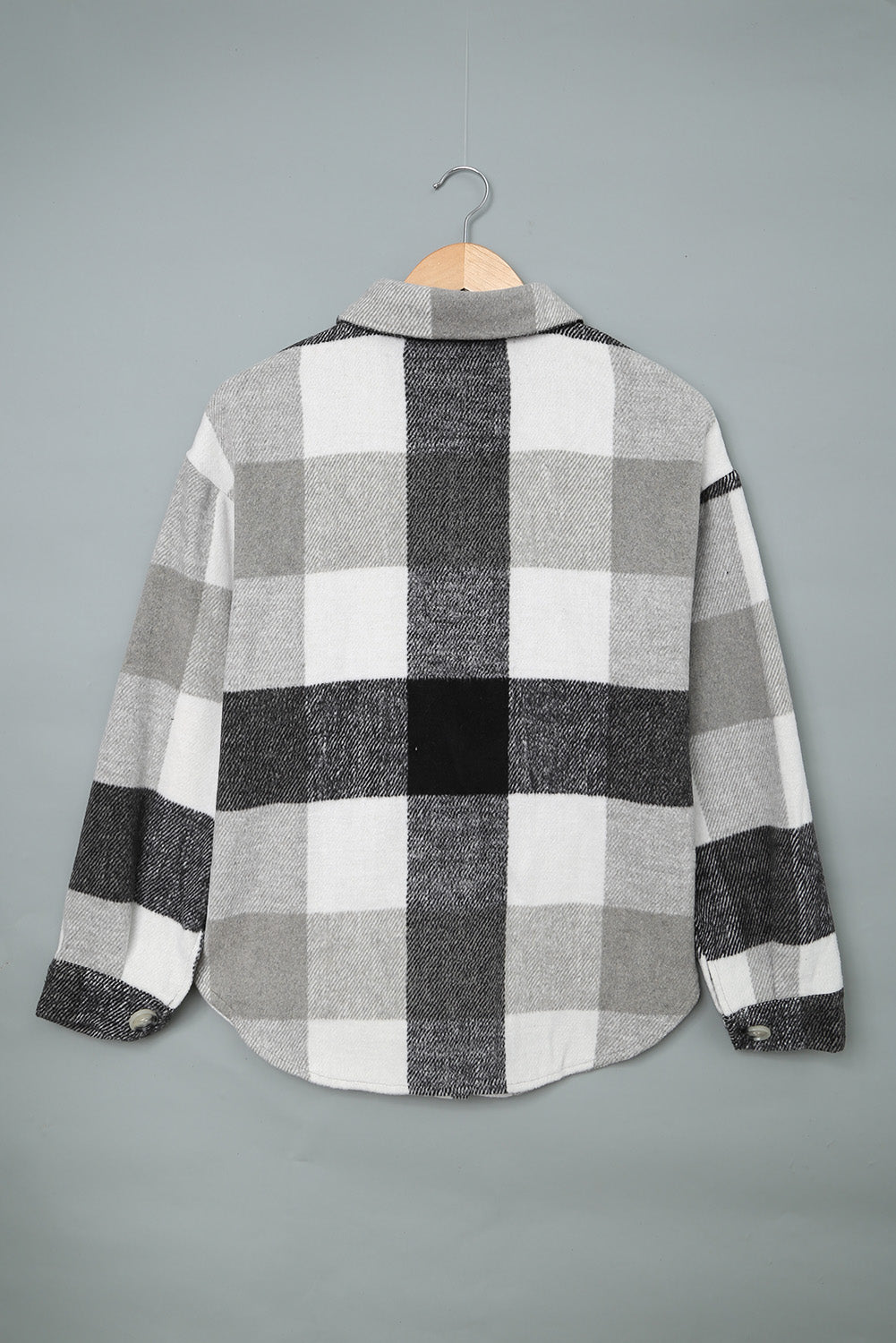 Khaki Plaid Colour Block Buttoned Long Sleeve Jacket with Pocket Beagle Boutique Fashion Outlet