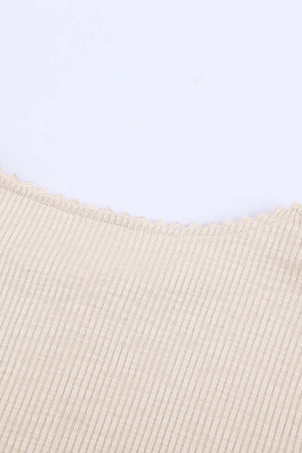Beige Crochet Lace Hem Sleeve Button Top - eAura