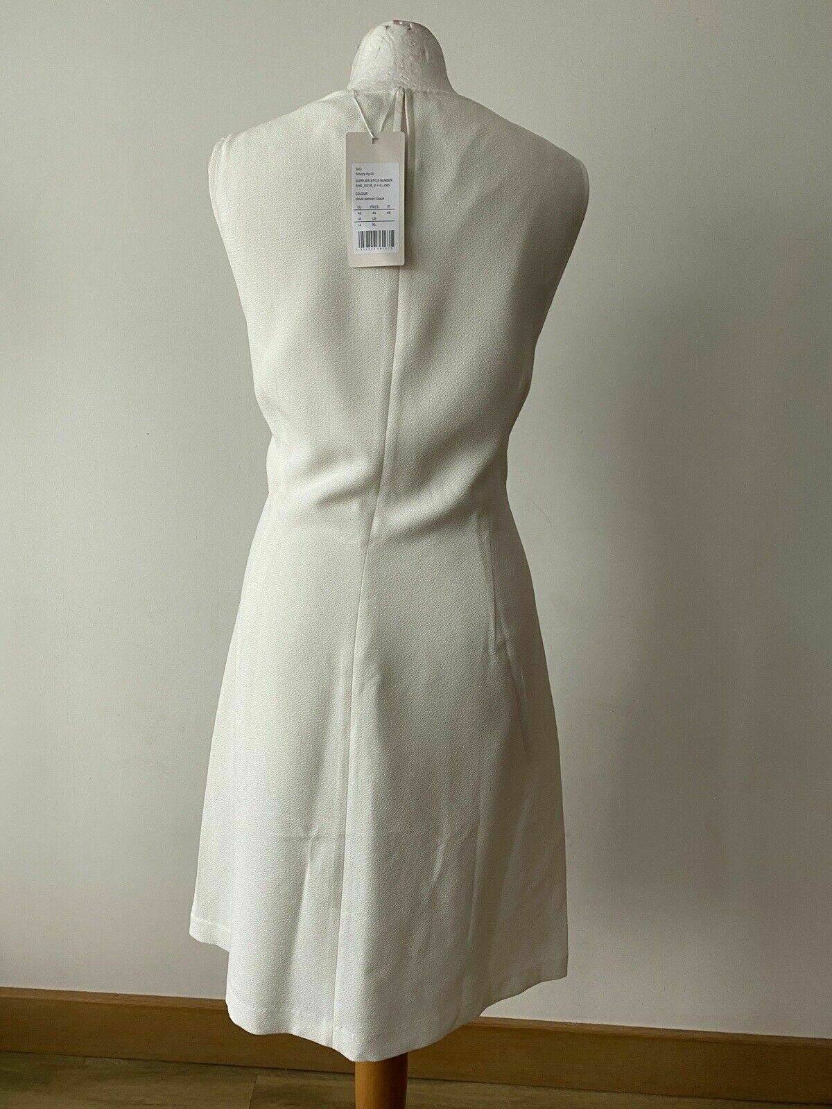 Anna Field White Shift Dress Black Embroidered Size 14 Fully Lined - Beagle Boutique Fashion Outlet