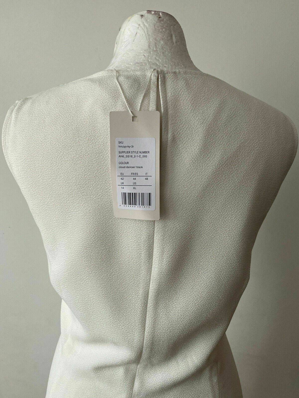 Anna Field White Shift Dress Black Embroidered Size 14 Fully Lined - Beagle Boutique Fashion Outlet