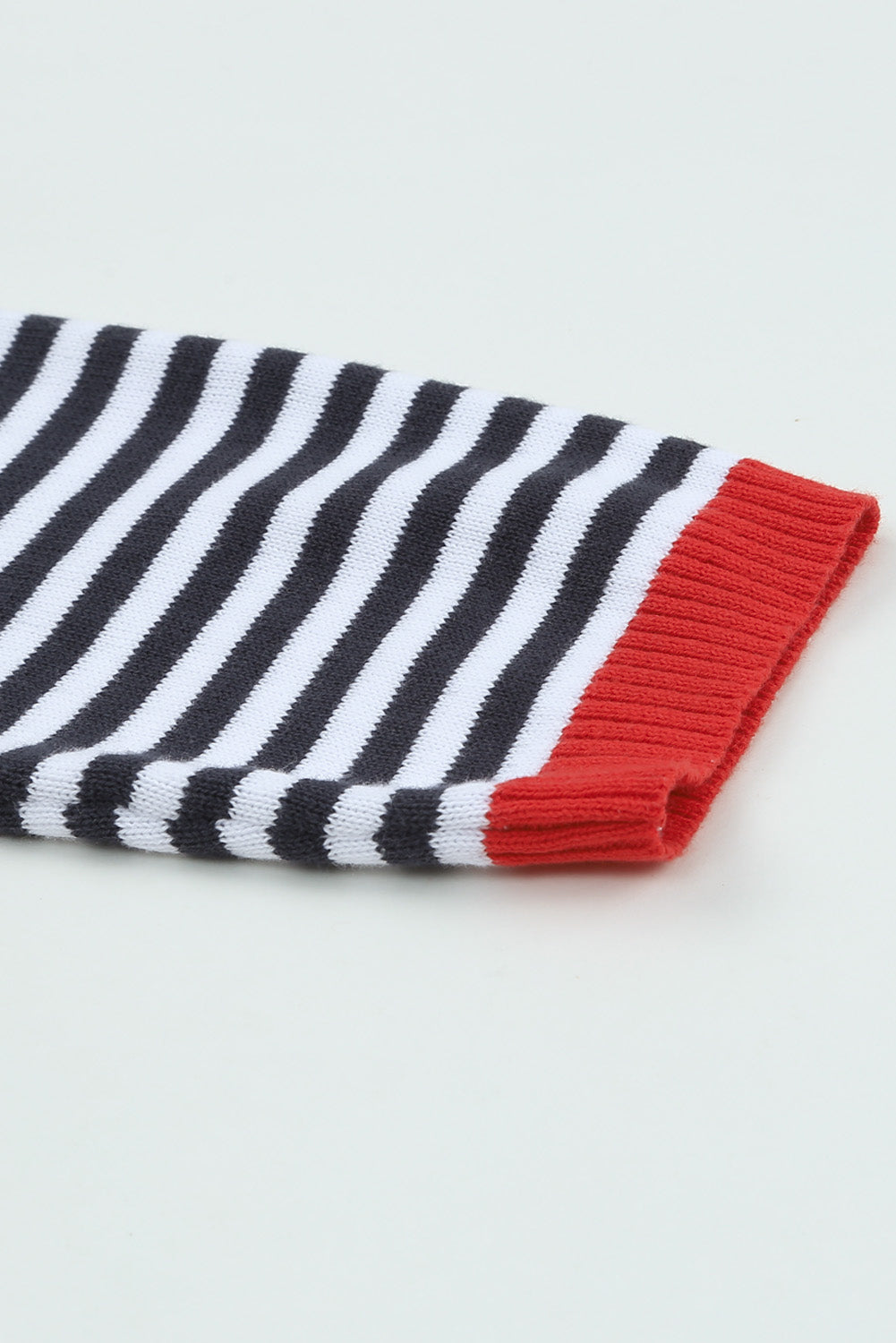 Contrast Trimmed Striped Drop Shoulder Sweater eAura