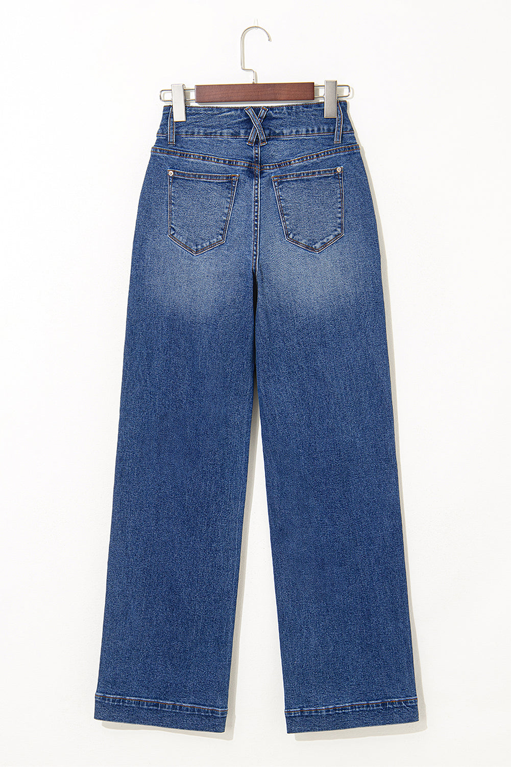 Double Button Zip Fly Straight Leg Jeans - eAura