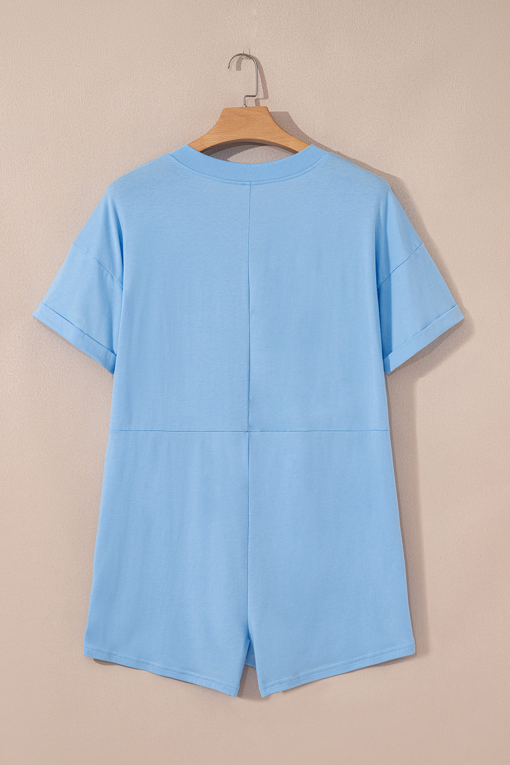 Loose Half Sleeve V-Neck Knit Romper eAura