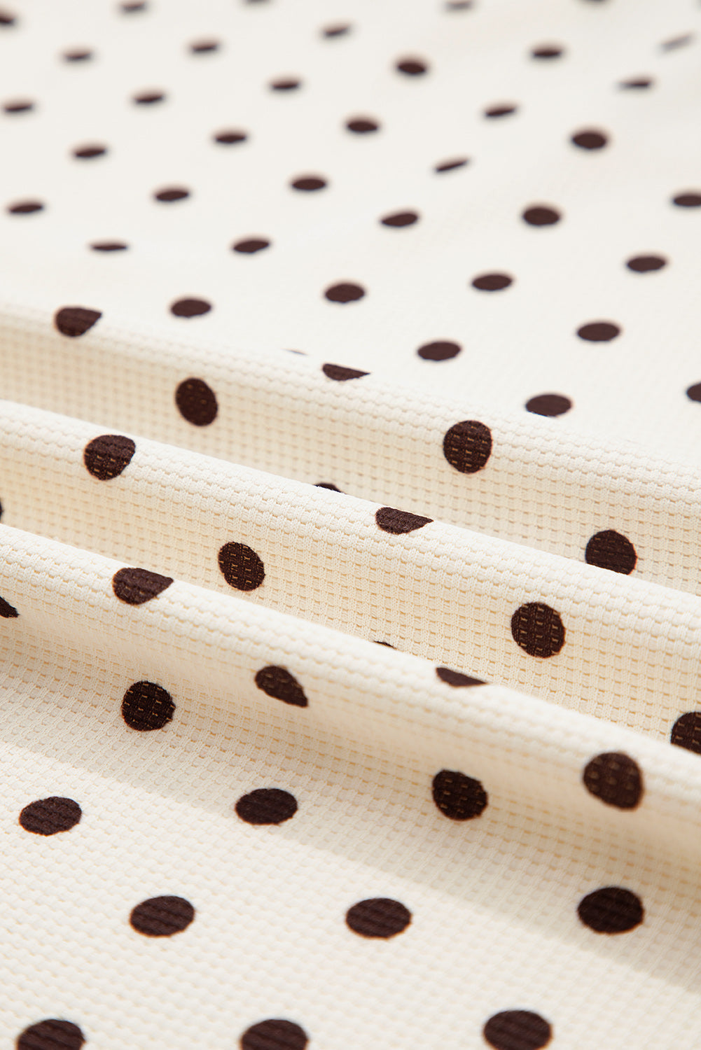 White Polka Dot Print Long Sleeve Top and Drawstring Bottoms Pyjamas eAura