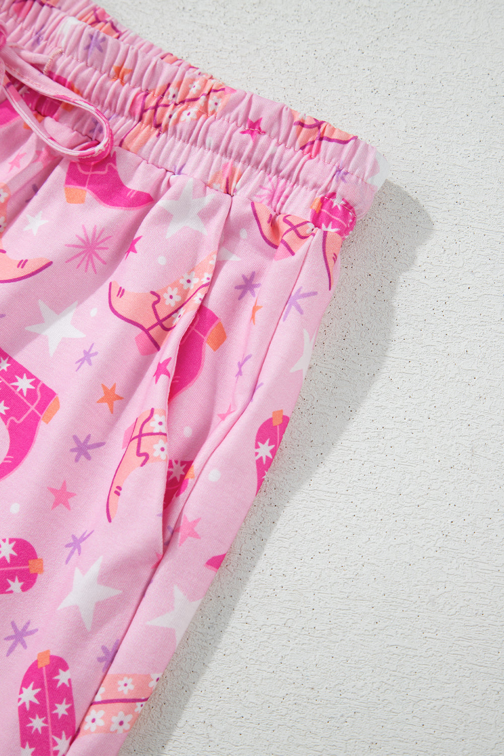 Pink Western Boots Printed Short 2pcs Lounge Set eAura