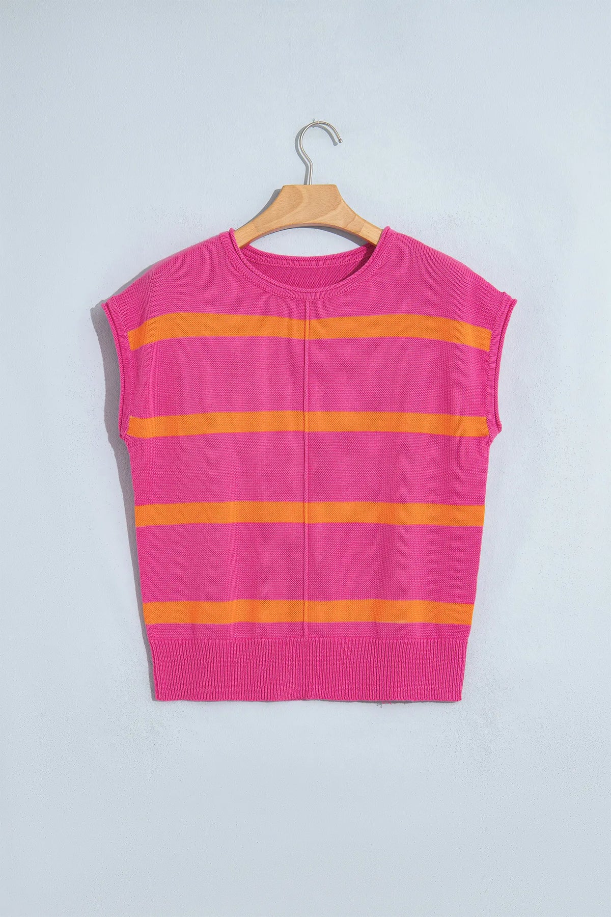Knit Western Short Sleeve Sweater – Brown Stripe