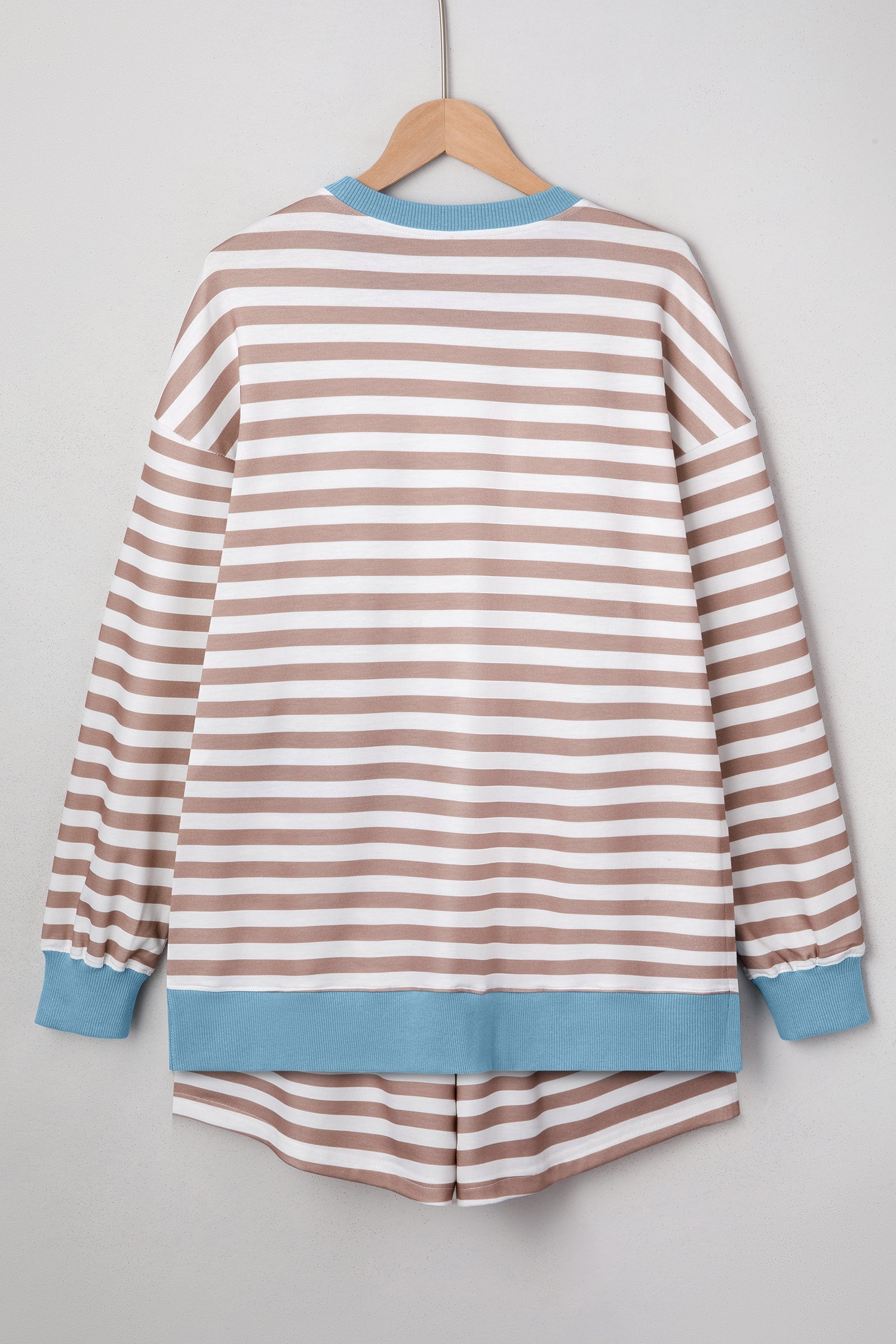 Stripe Oversized Pullover Co-ord Shorts Set - eAura