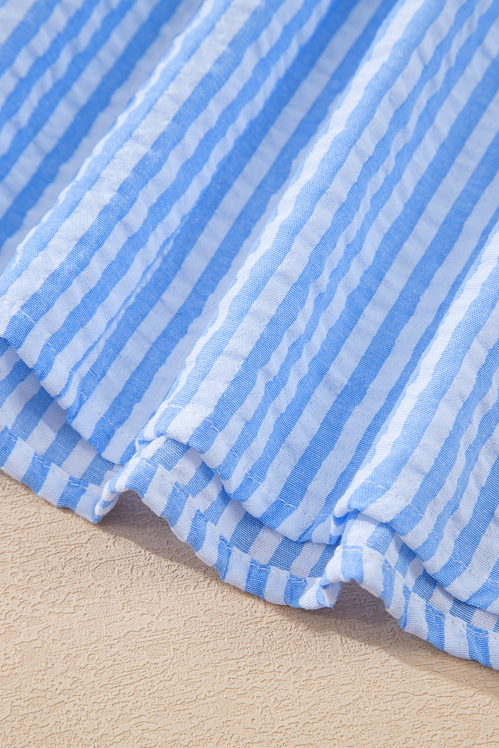 Striped Print Contrast Split Neck Dolman Sleeve Blouse eAura