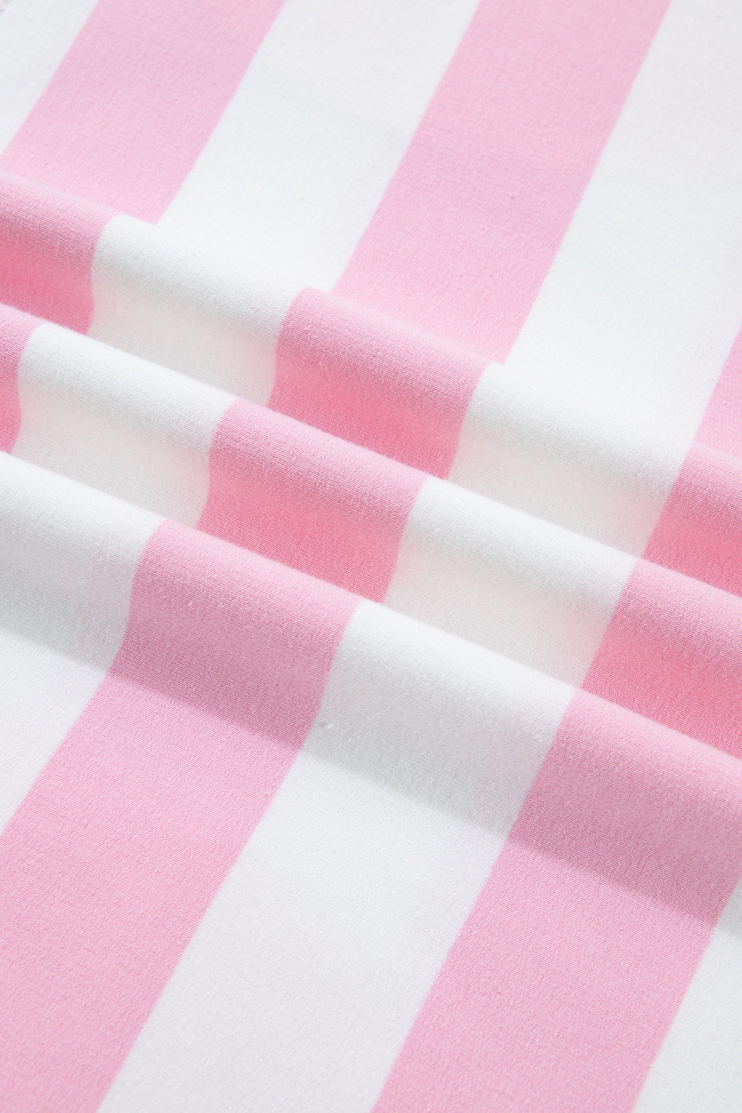 Patchwork Zipper Pullover Elastic Waist Shorts 2pcs Set – Pink Stripe