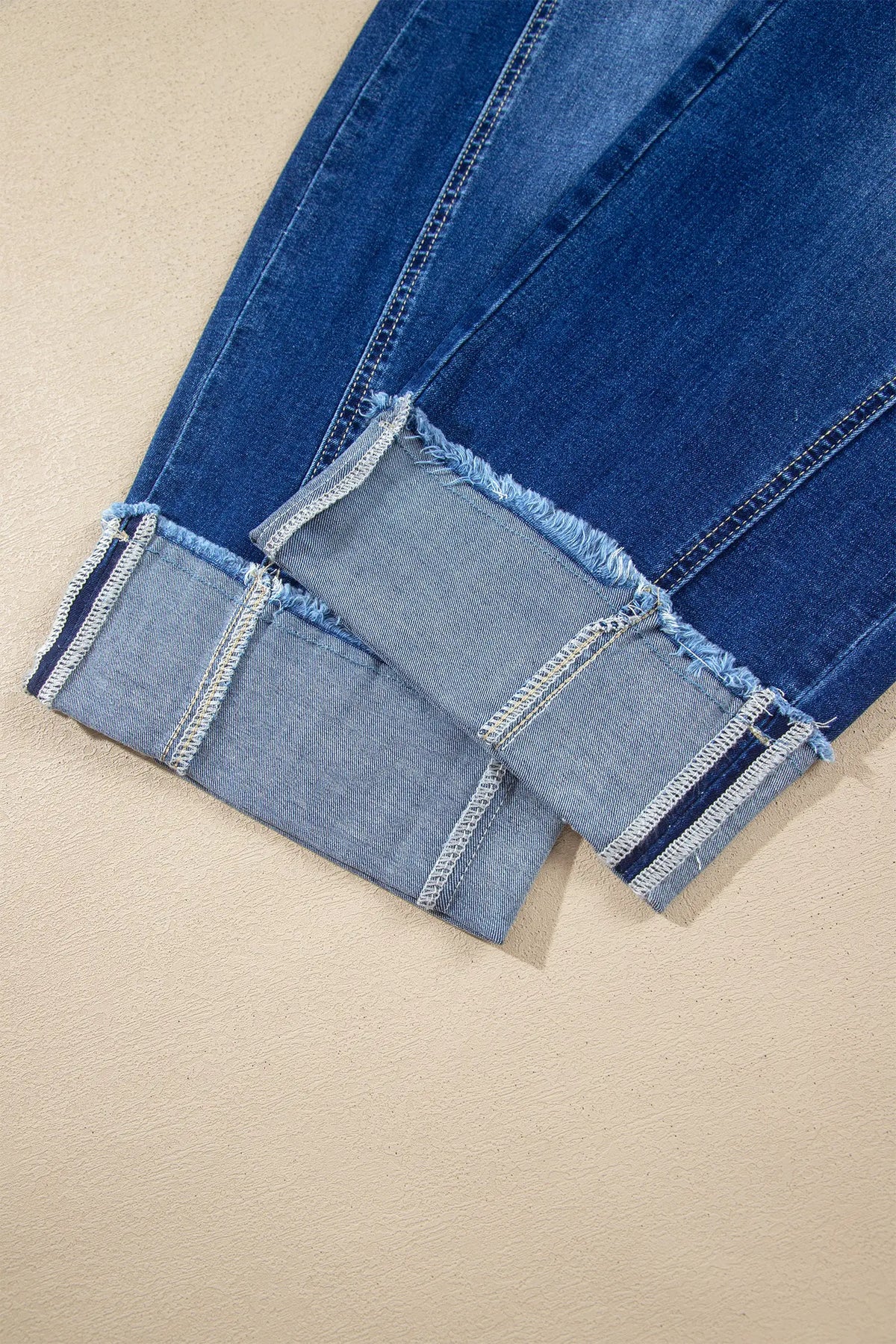 Raw Hem Turnup Loose Ankle-length Jeans – Sail Blue