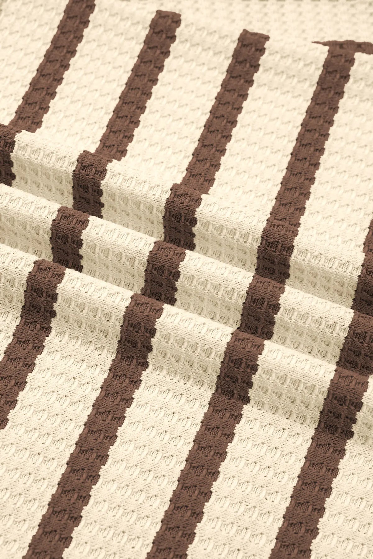 Patchwork Ribbed Cuff Casual Pullover Sweatshirt – Brown Stripe