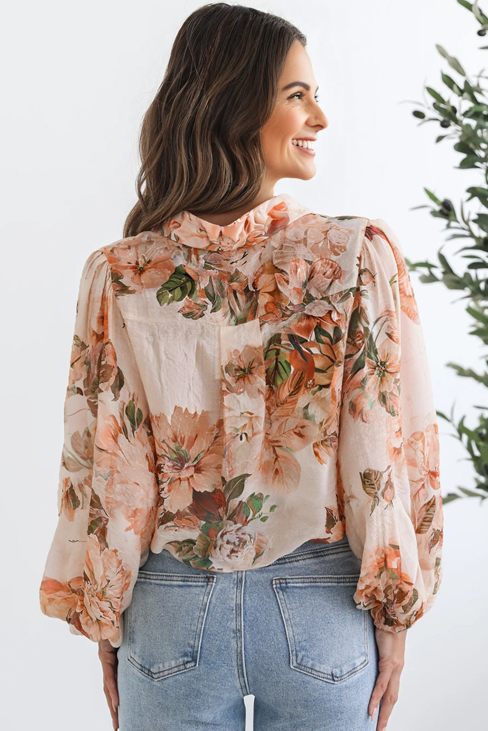 Floral Puff Sleeve Lightweight Shirt - eAura