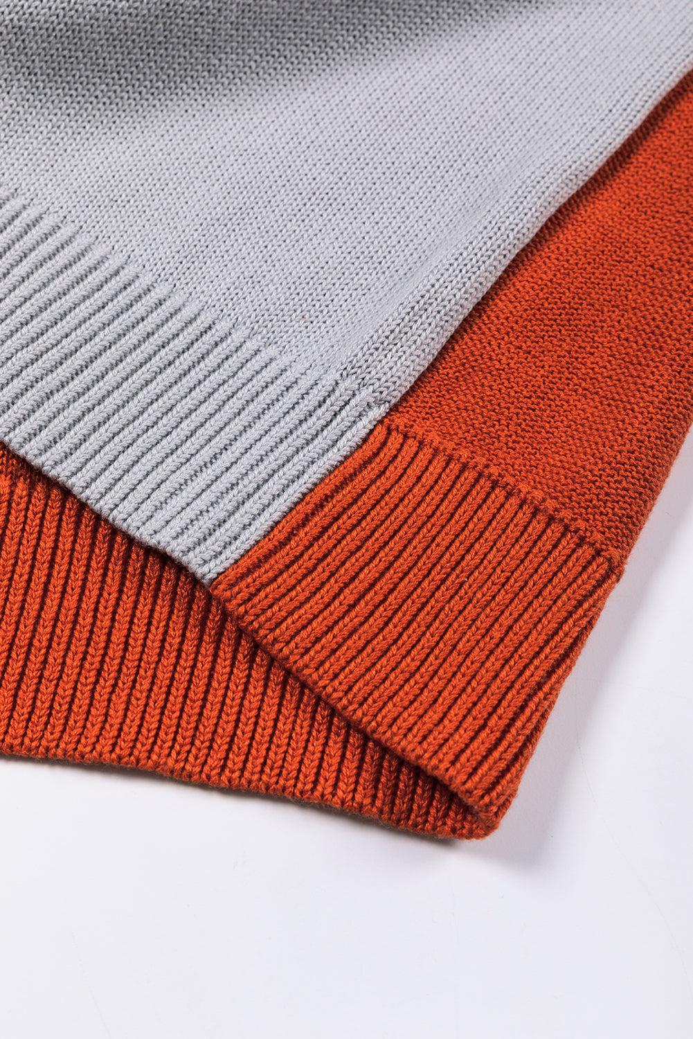 Pink Colourblock Bishop Sleeve Ribbed Trim Sweater eAura