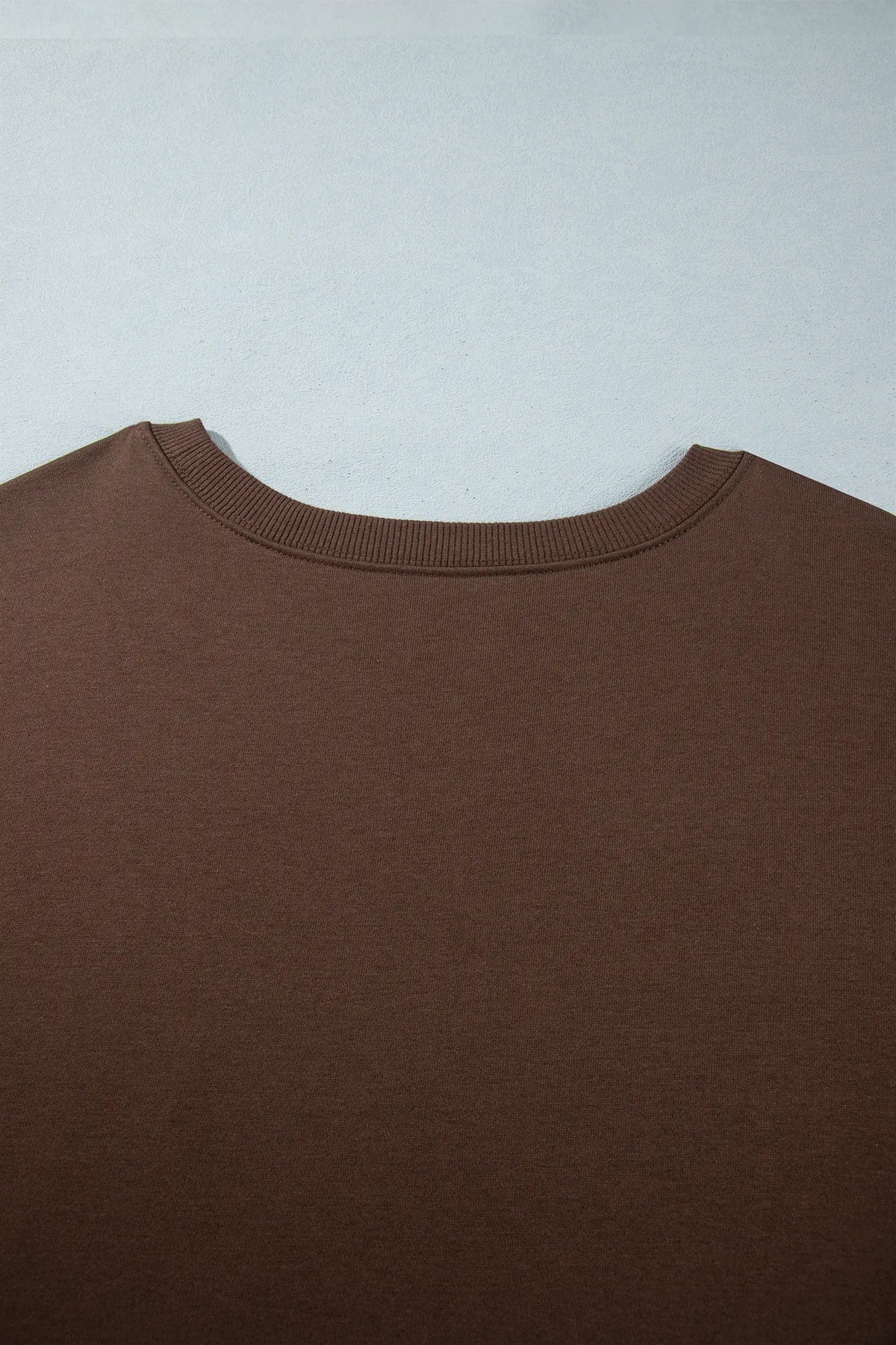 Coffee PRAY Letter Patchwork Round Neck Long Sleeve Plus Size Sweatshirt – Brown