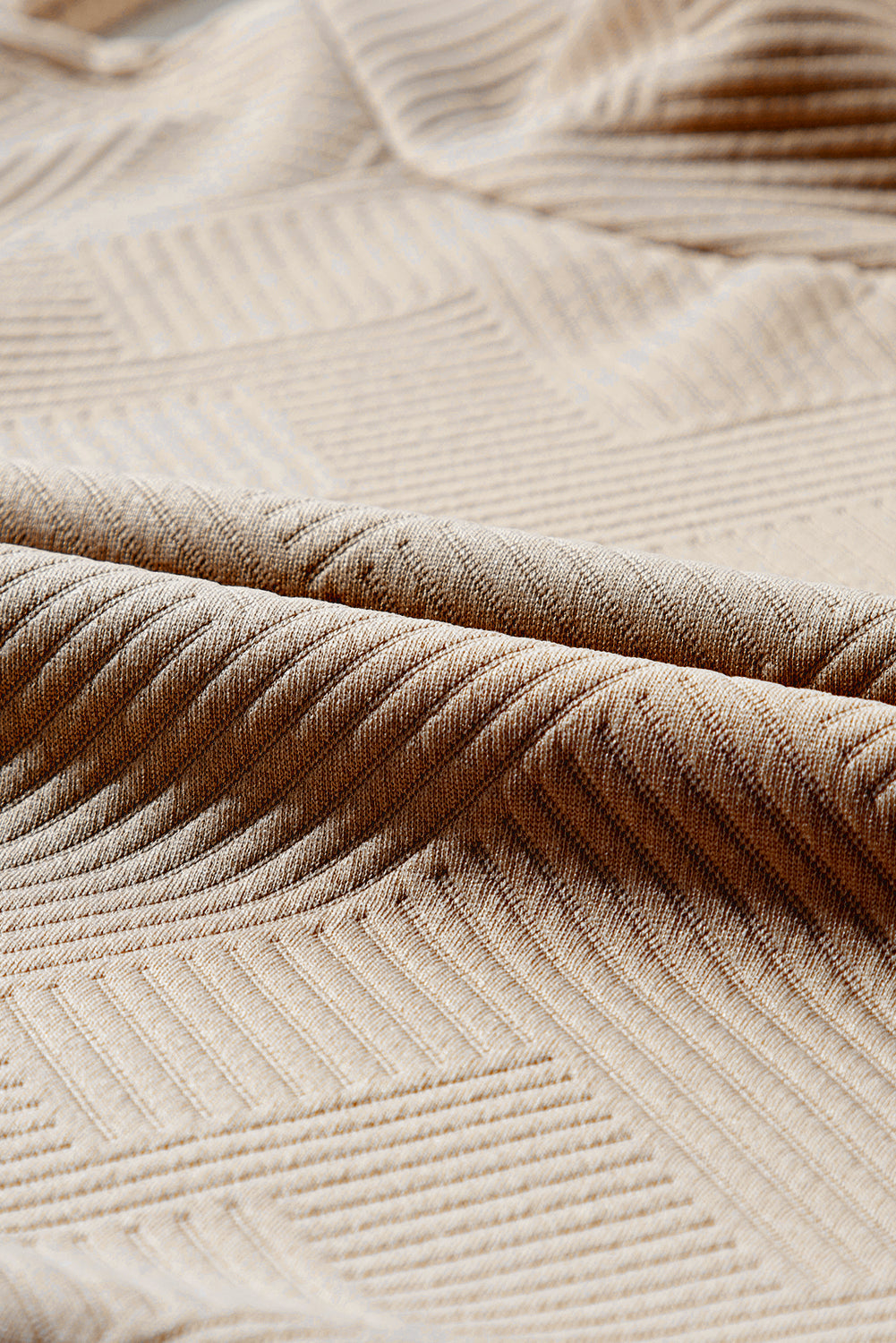 Asymmetric Buttons Detail High Neck Textured Sweatshirt eAura