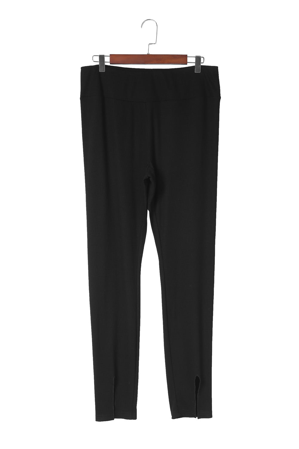 Black Rib Knit High Waist Slit Leggings Beagle Boutique Fashion Outlet