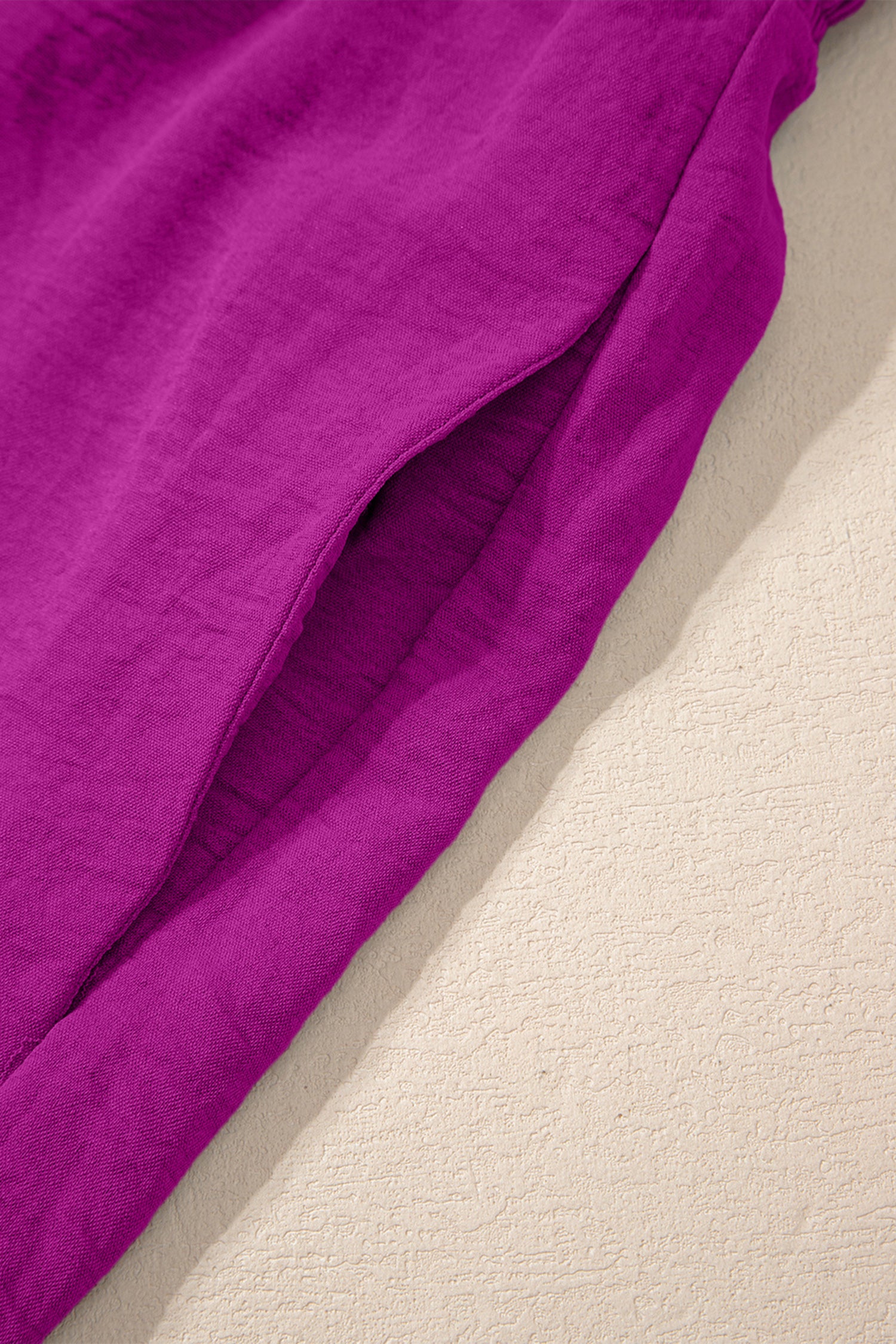 Smocked Square Neck Sleeveless Wide Leg Jumpsuit with Pockets – Purple