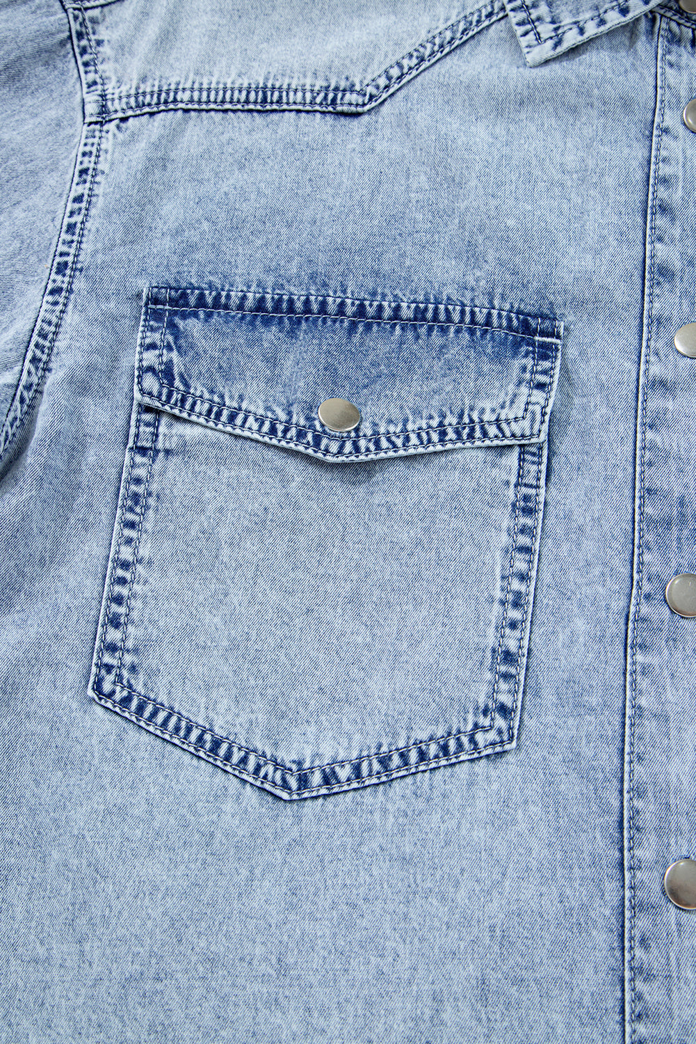 Beau Blue Chest Pocket Raw Hem Denim Baggy Shirt Dress Dear-Lover Dropshipping