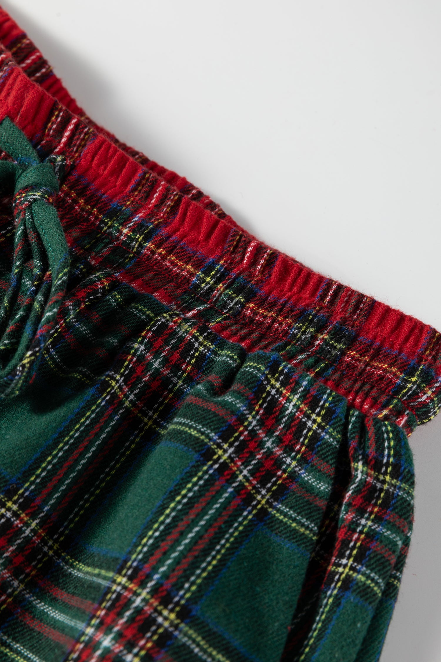 Plaid Contrast Christmas Holiday Long Sleeve Shirt and Shorts Pyjamas - eAura