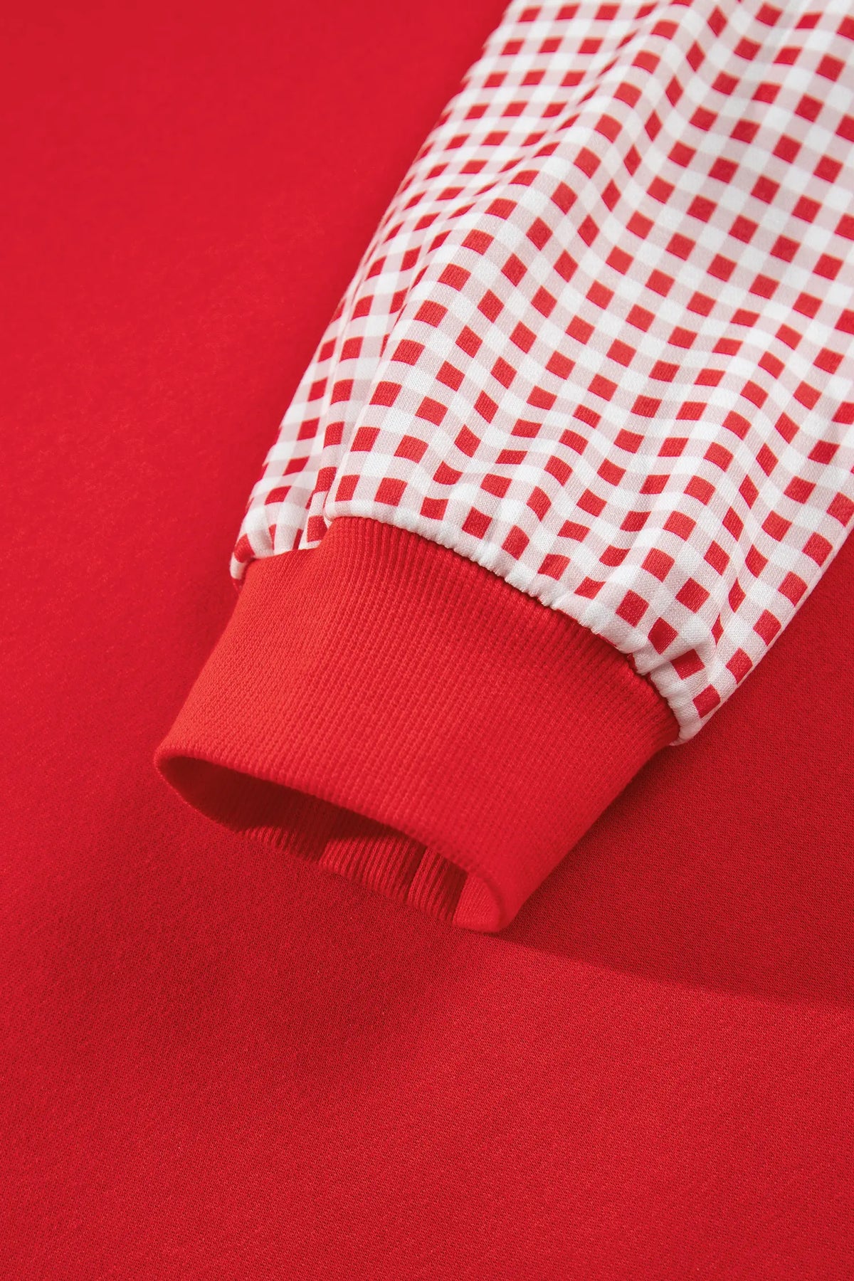 Patchwork Plaid Loose Fit Long Sleeve Plus Size Sweatshirt – Fiery Red
