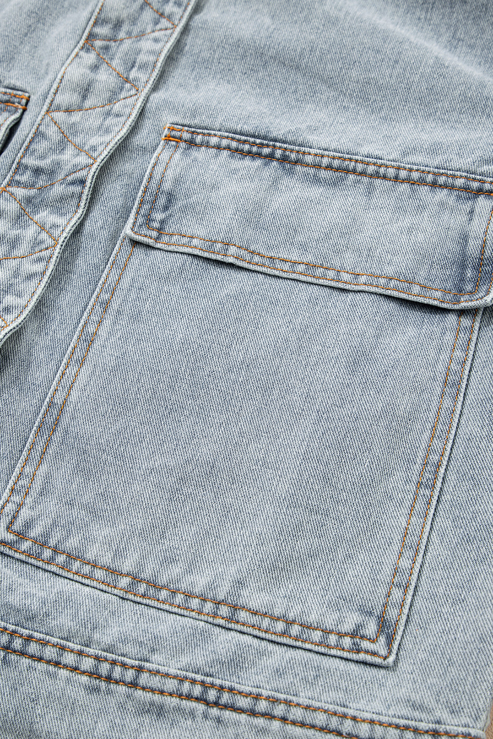Blue Zip Up Washed Denim Jacket - eAura