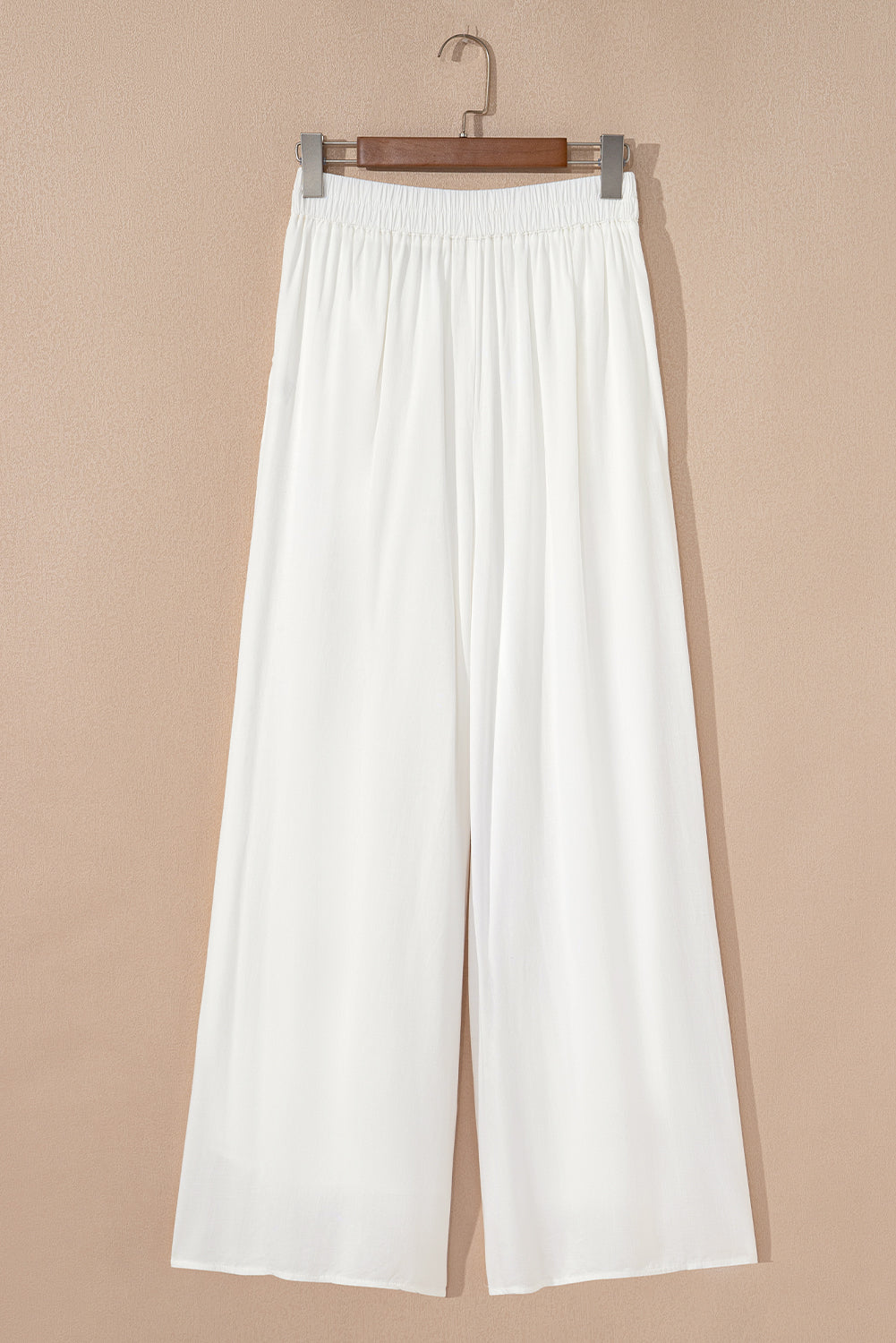 White Pleated Wide Leg Casual Trousers eAura