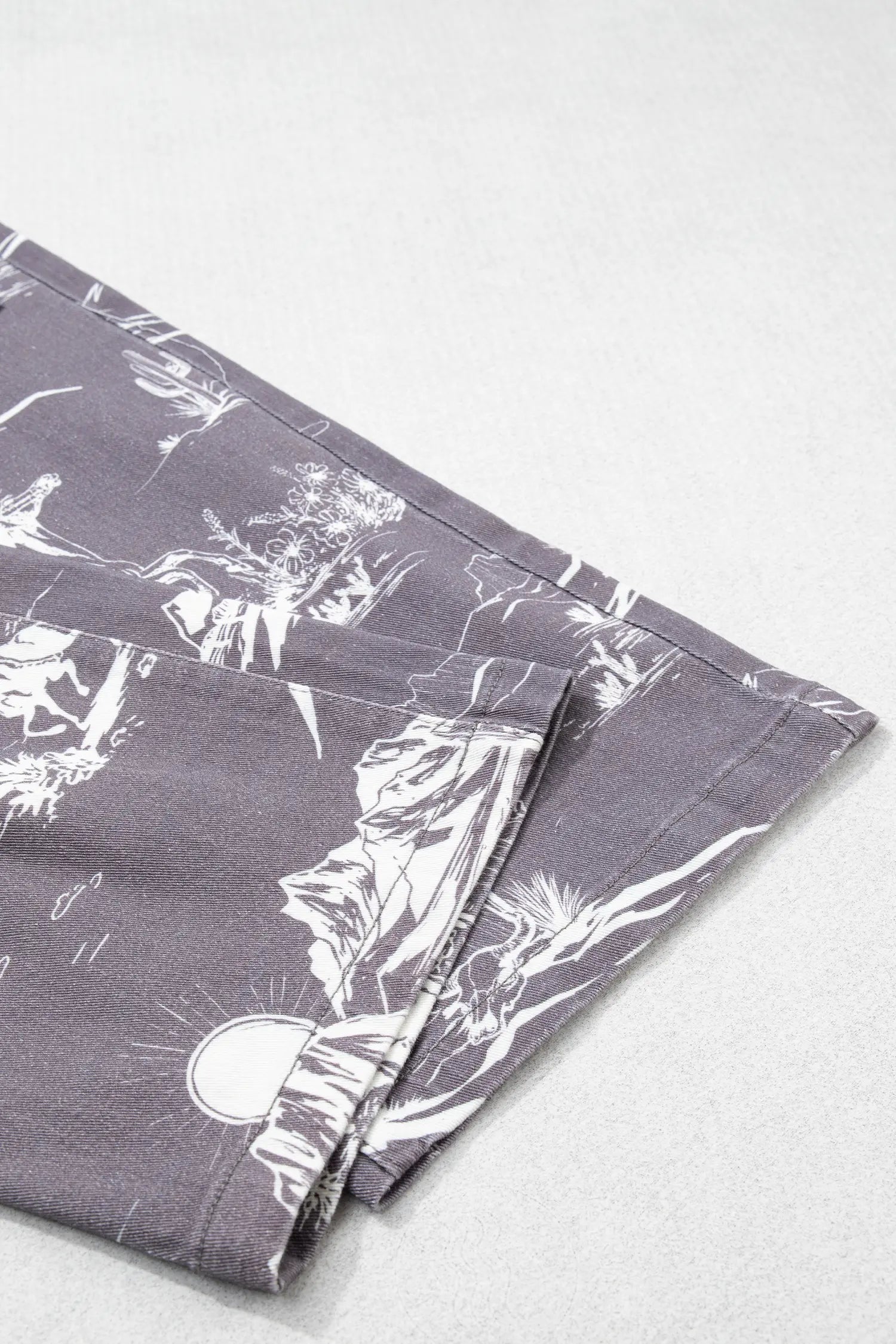 Gray Wild West Riding Vintage Printed Shift Jeans