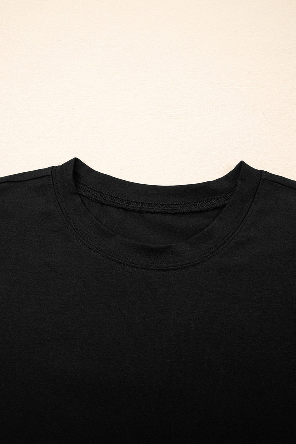 Black Ruffled Crew Neck Slim Fit Top eAura