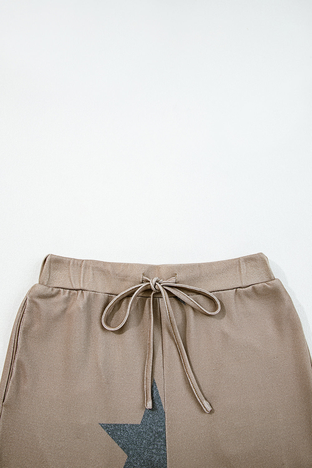 Khaki Retro Star Print Long Sleeve Drawstring Lounge Set - eAura