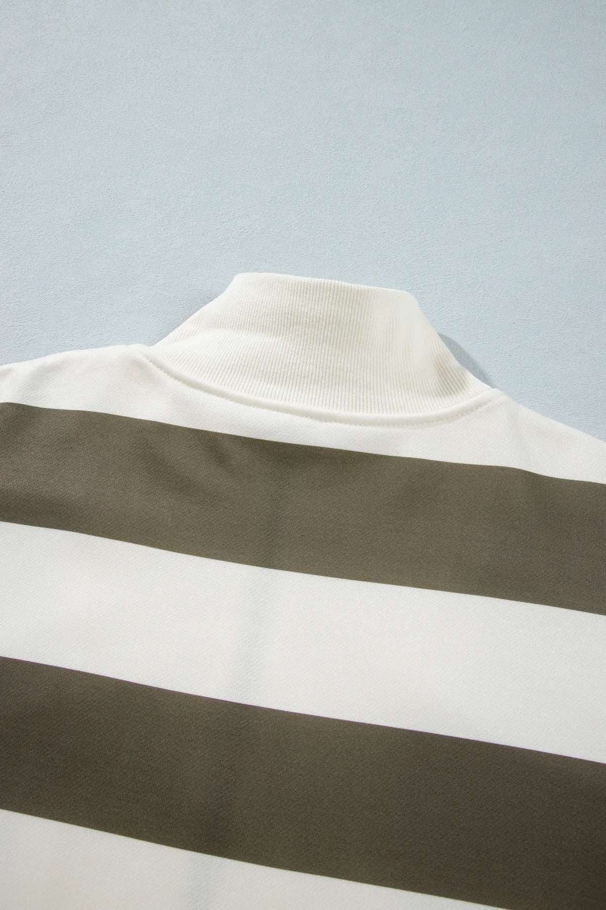 Plus Size Half Zipped Casual Sweatshirt – Green Stripe