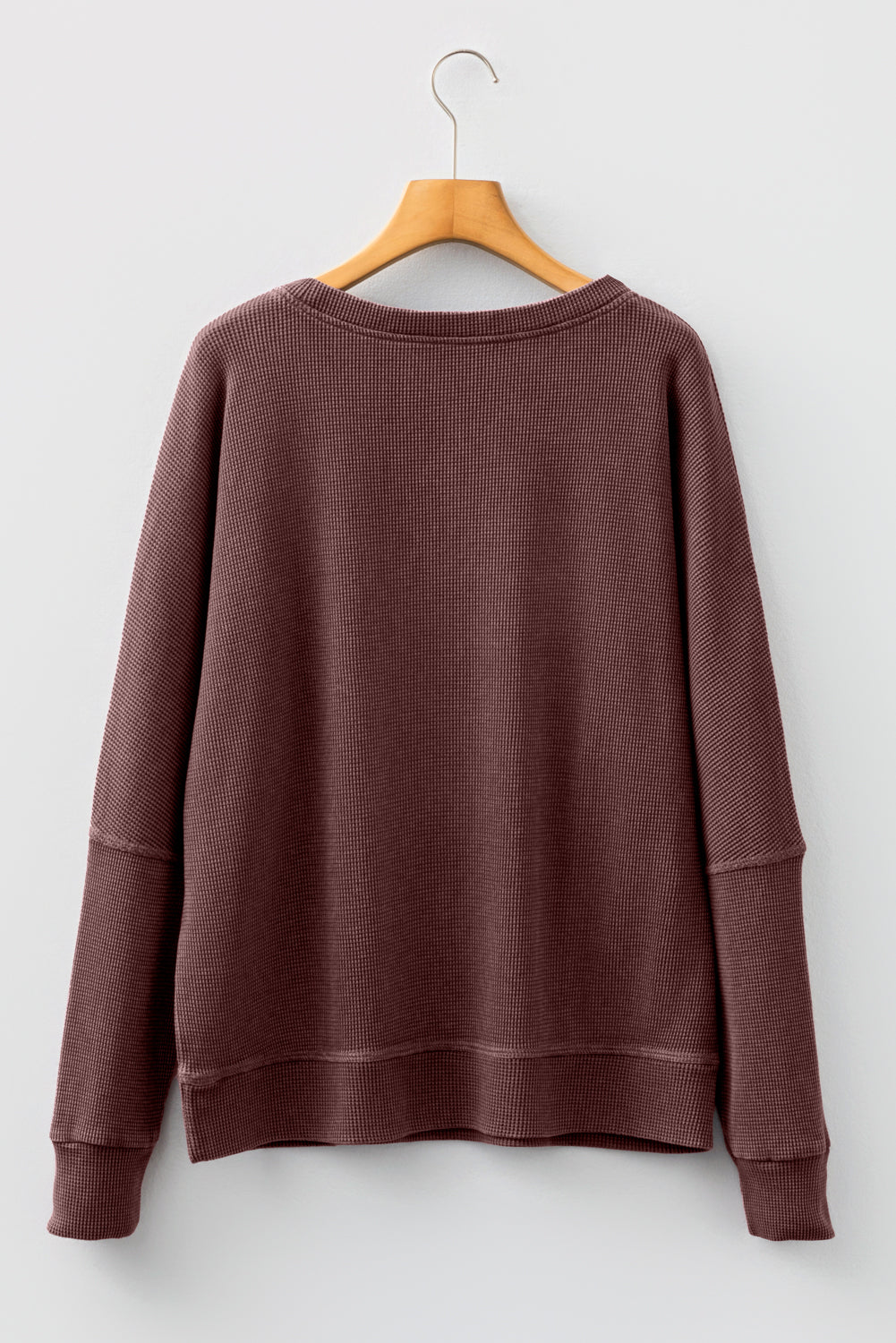 Waffle Textured Long Sleeve Loose Top - eAura