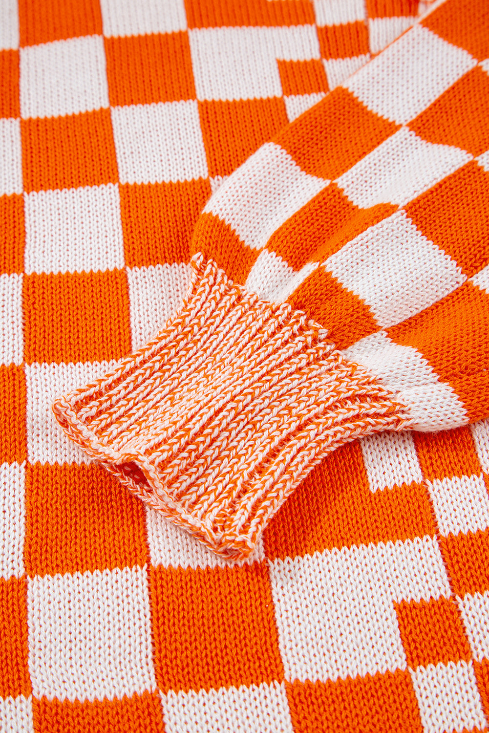 Orange Checkered Open Front Drop Shoulder Cardigan Dear-Lover Dropshipping