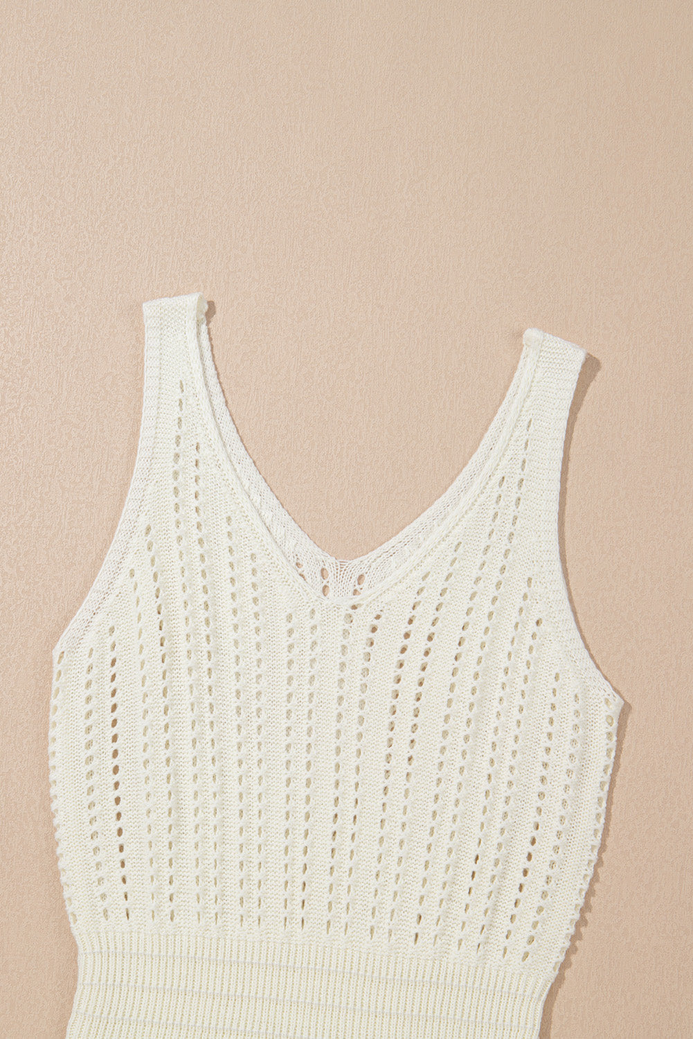 White Eyelet Crochet Sleeveless V Neck Beach Dress BB Fashion Outlet