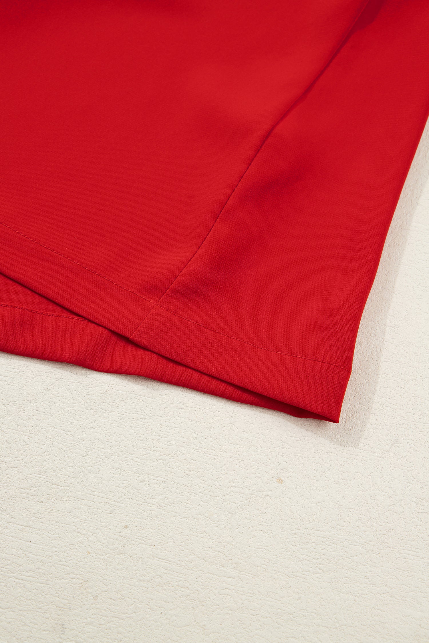 Contrast Trim Ribbon Bow Short Silky 2pcs Pajama Set – Fiery Red