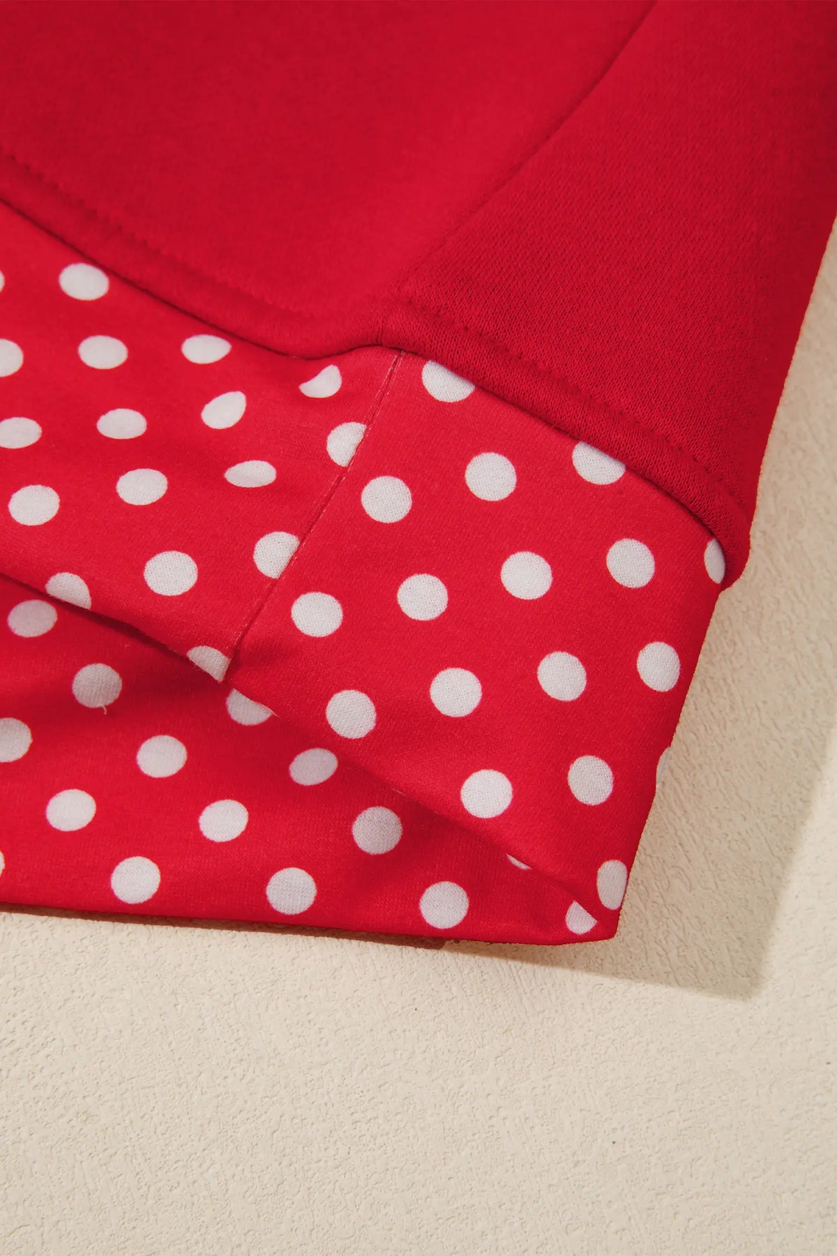 Polka Dot Patchwork Round Neck Plus Size Sweatshirt – Racing Red