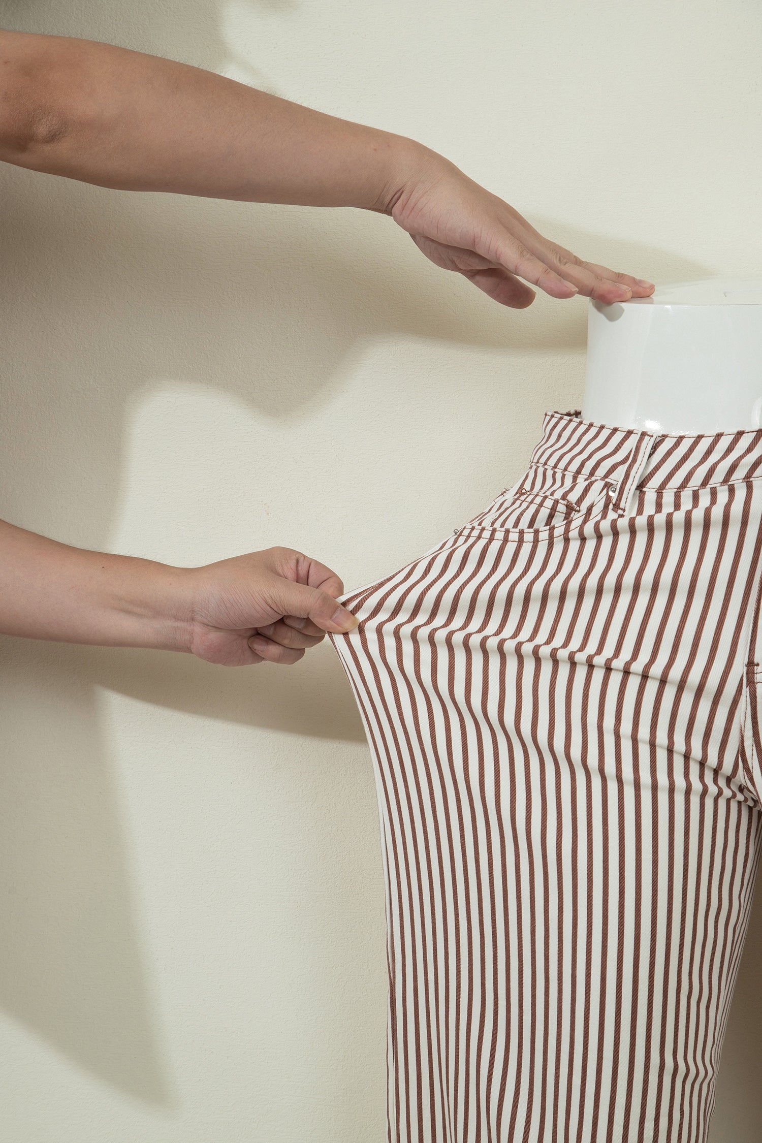 Striped Barrel Jeans – Brown, Khaki & Sky Blue