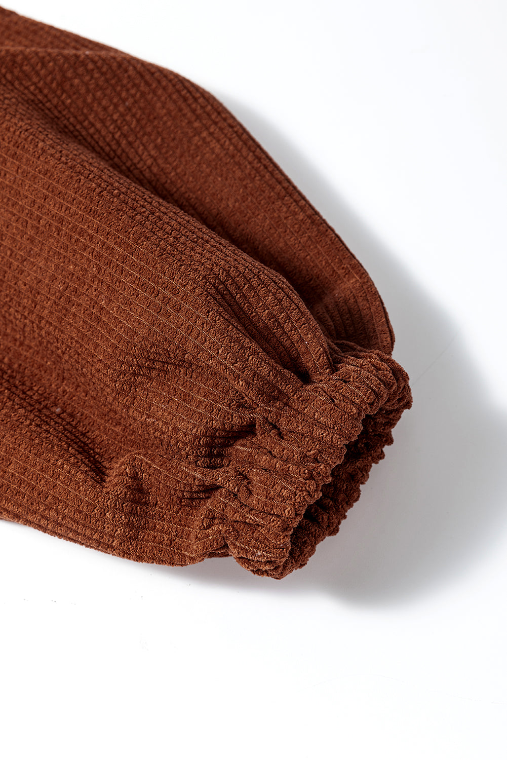 Coffee Textured Corduroy Puff Sleeve Shacket eAura