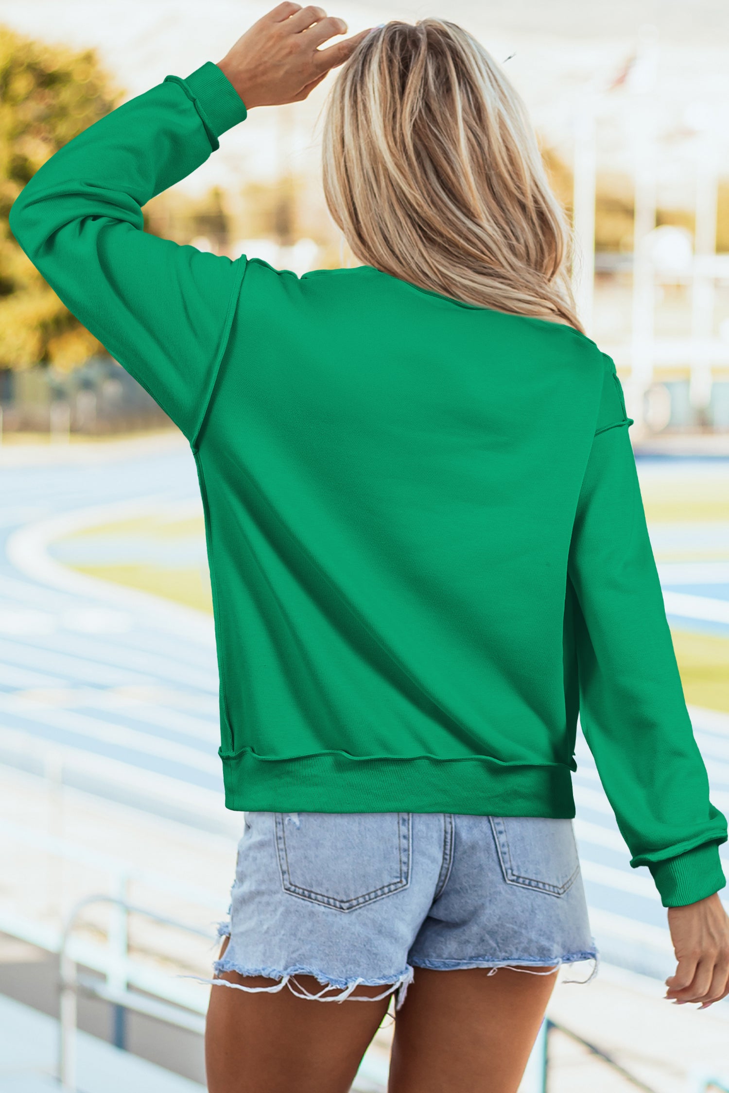 Carrot Oversize Drop Shoulder Reversible Mock Neck Sweatshirt – Orange