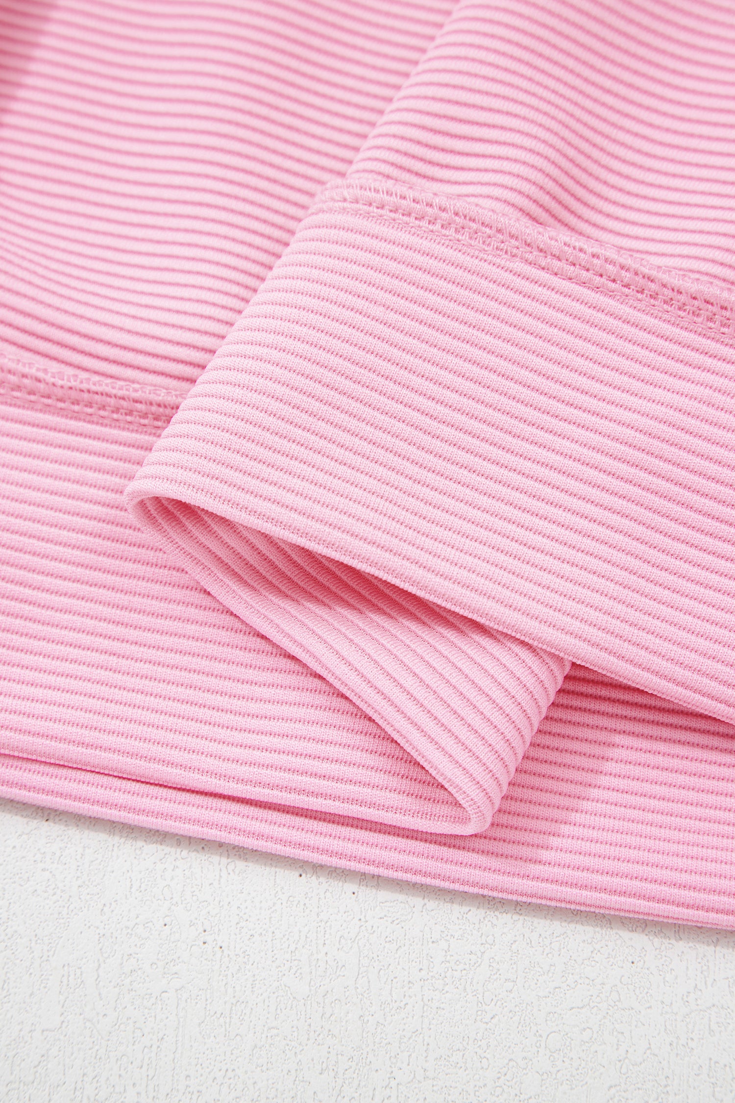 Horizontal Ribbed Exposed Seam Detail Drop Shoulder Baggy Pullover