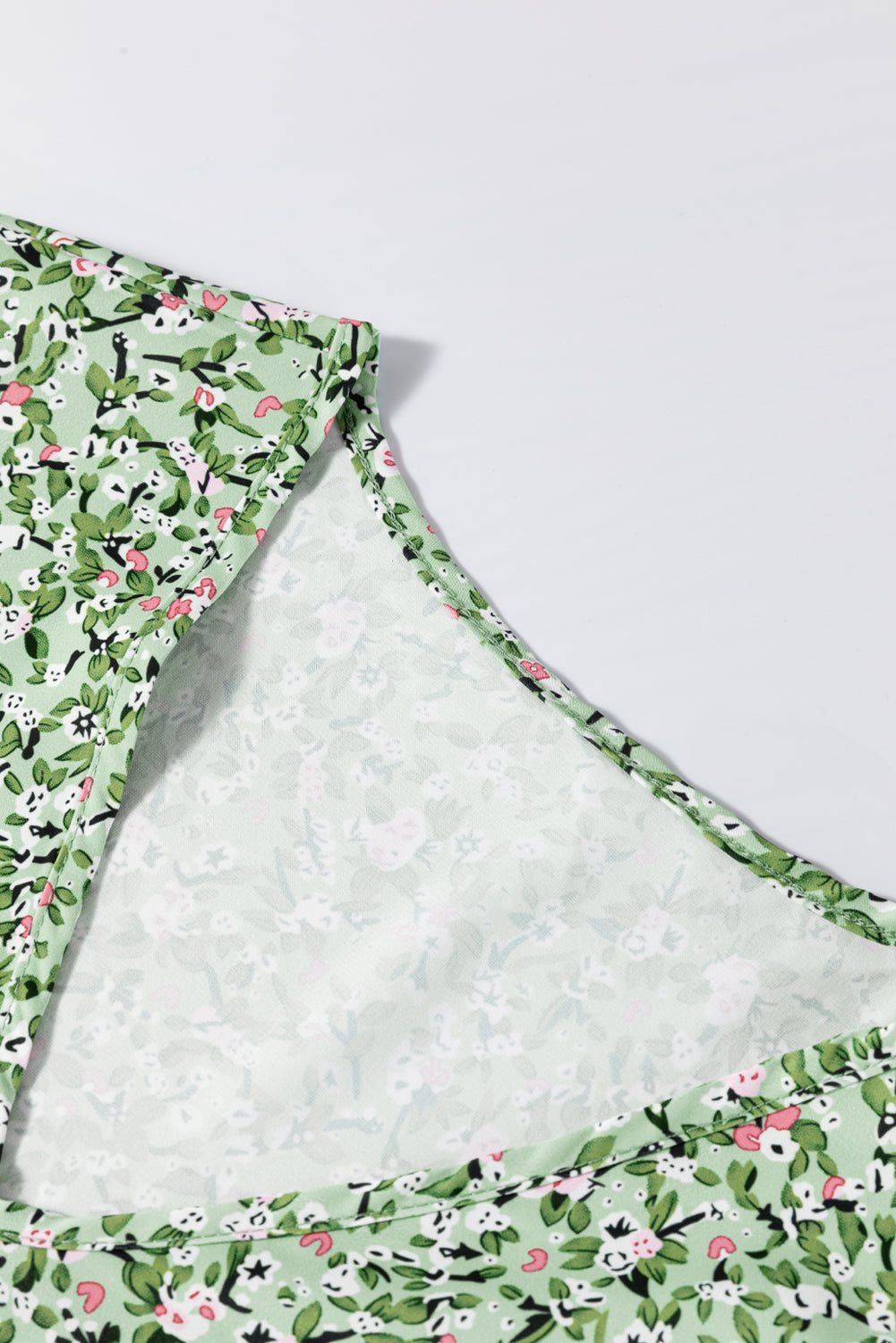 Green Boho Floral V Neck Wrap Short Sleeve Blouse eAura